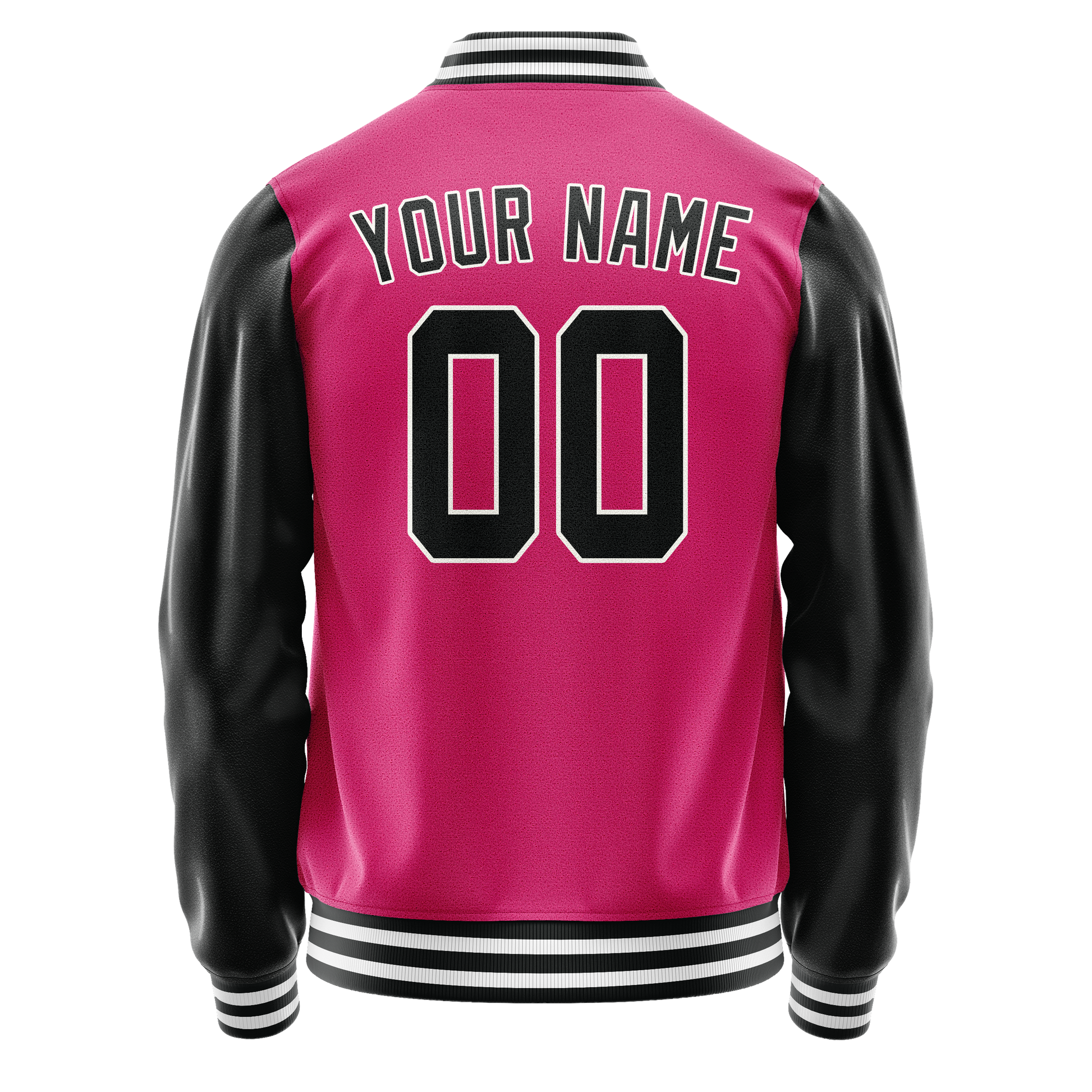 Custom Pink Black Solid Color Varsity Letterman Jacket JA02240617SH323