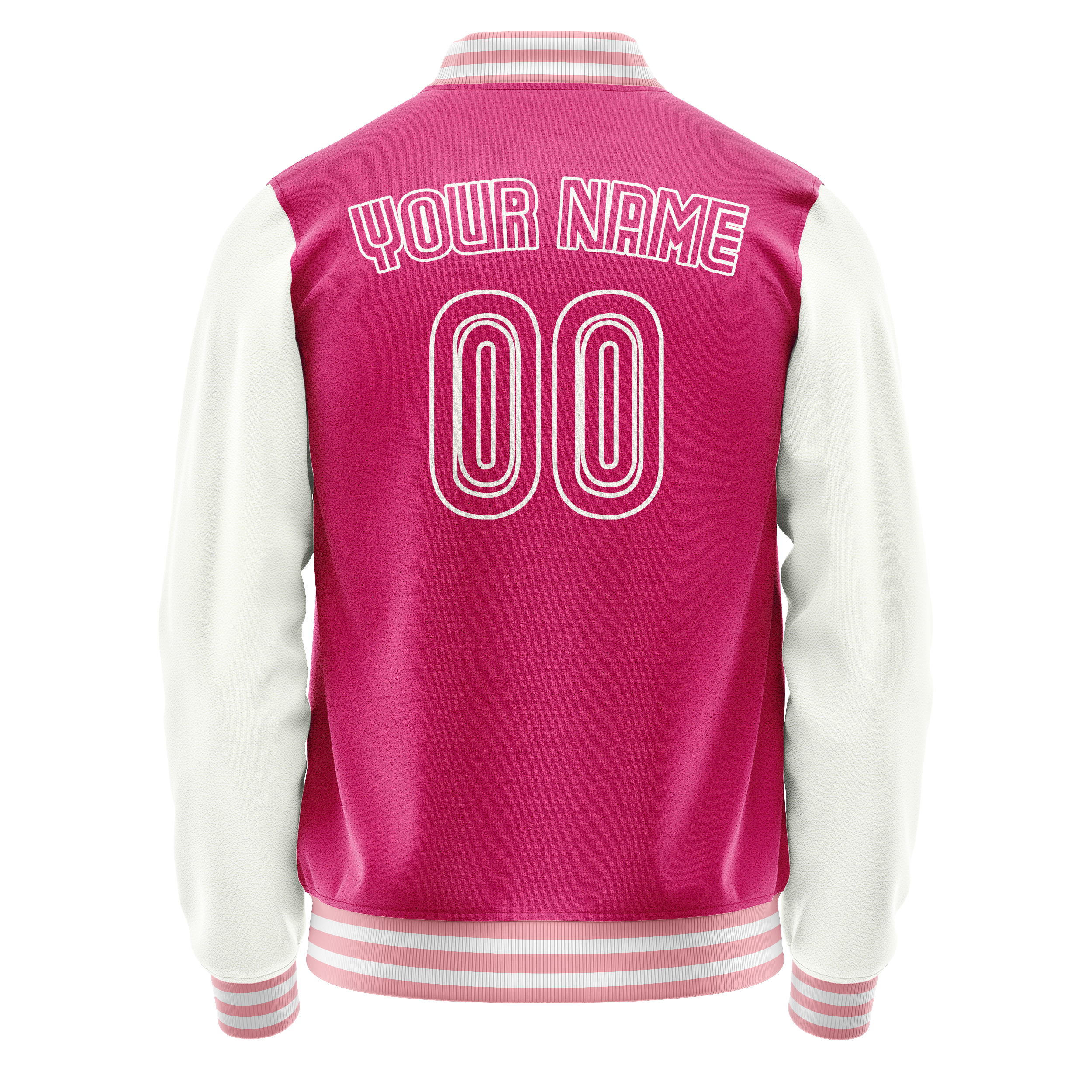 Custom Pink White Solid Color Varsity Letterman Jacket JA02240617SH322