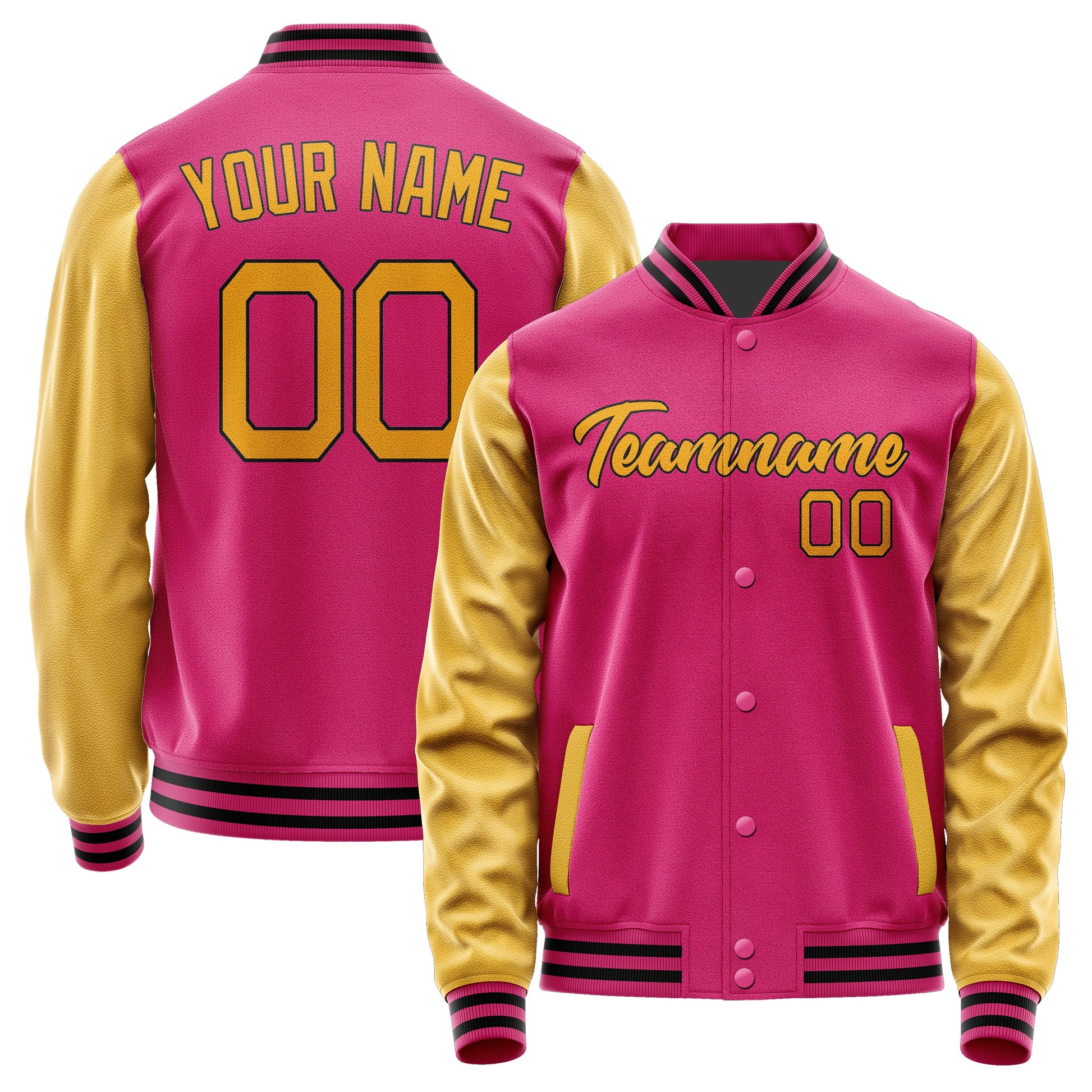 Custom Pink Yellow Jacket JA1313191317B21719
