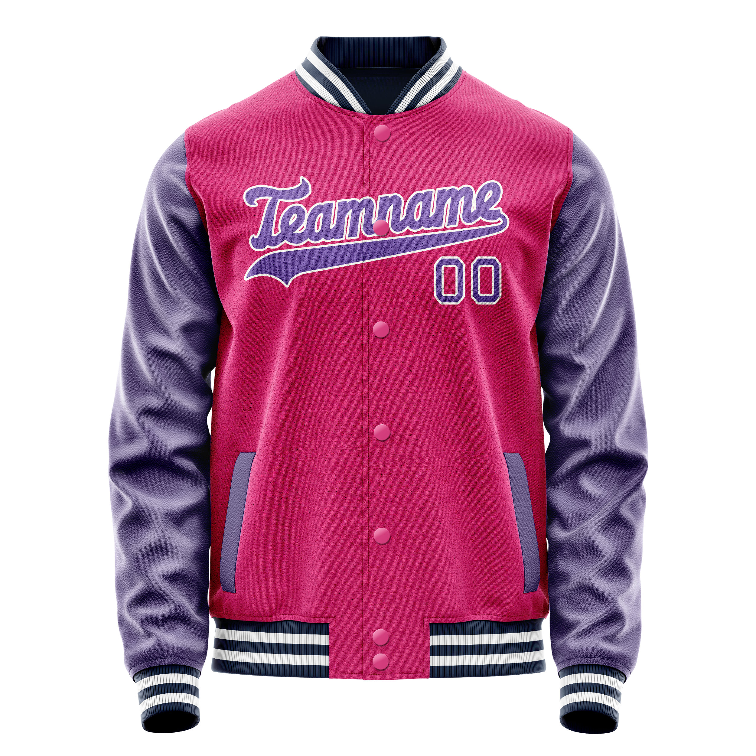 Custom Pink Purple Solid Color Varsity Letterman Jacket JA02240617SH309