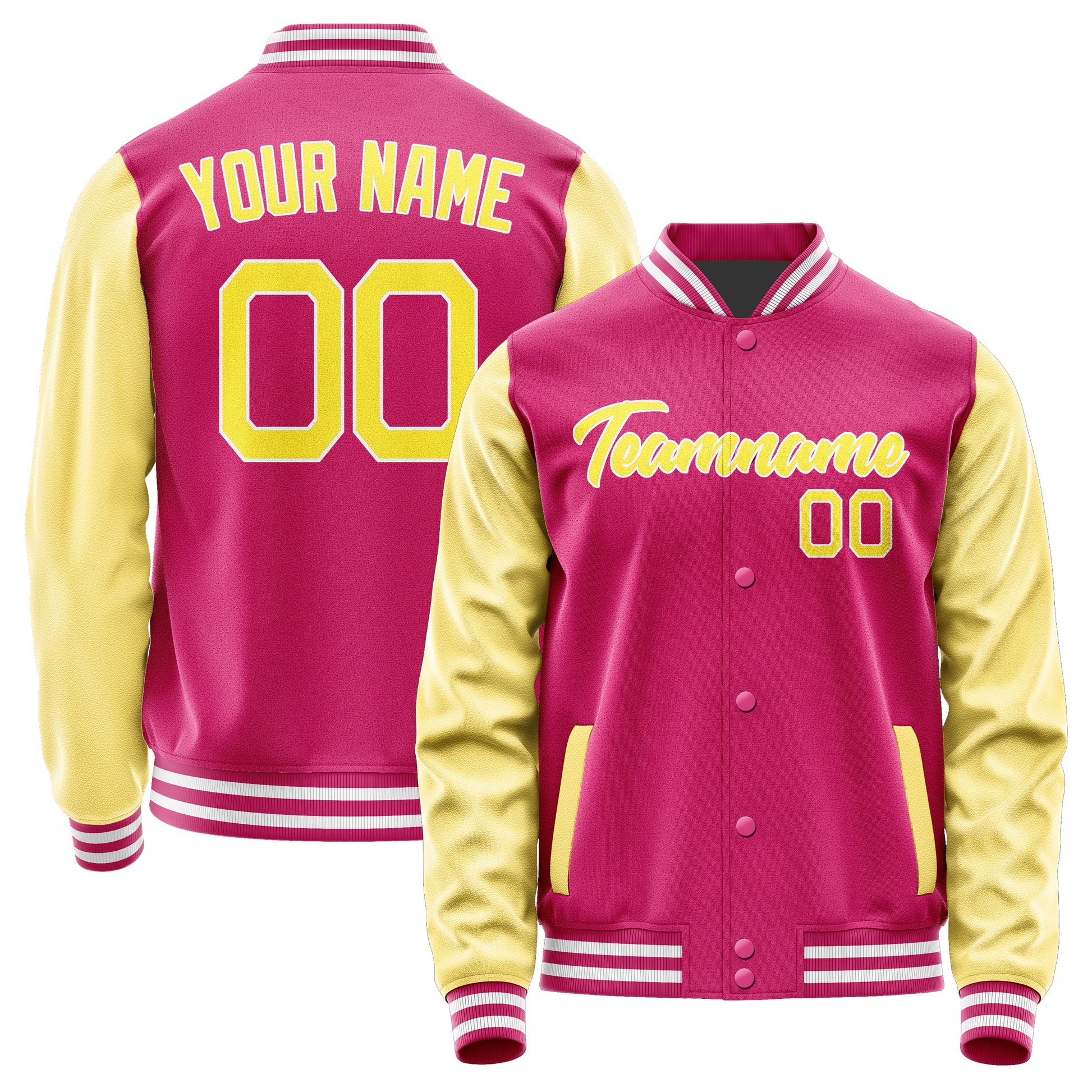 Custom Pink Light Yellow Jacket JA1313261318B21826