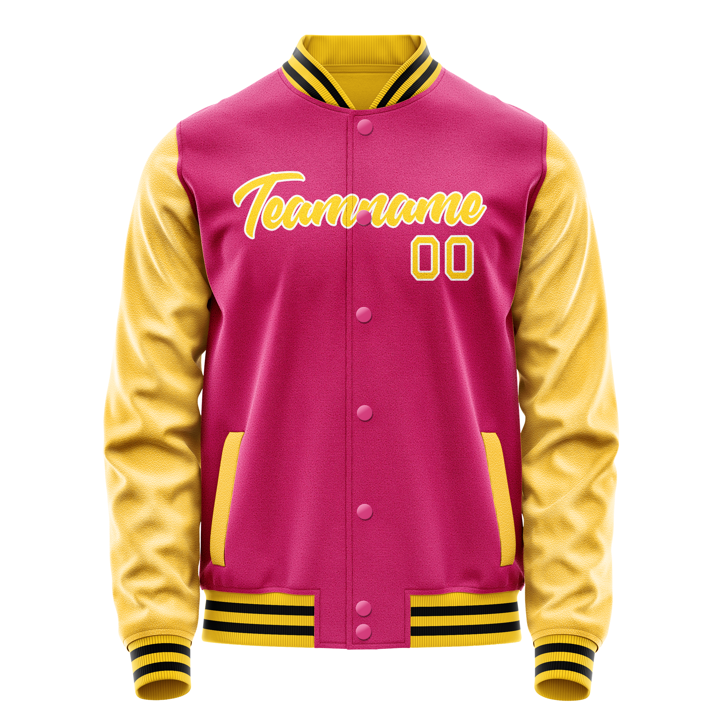 Custom Pink Gold Solid Color Varsity Letterman Jacket JA02240617SH310