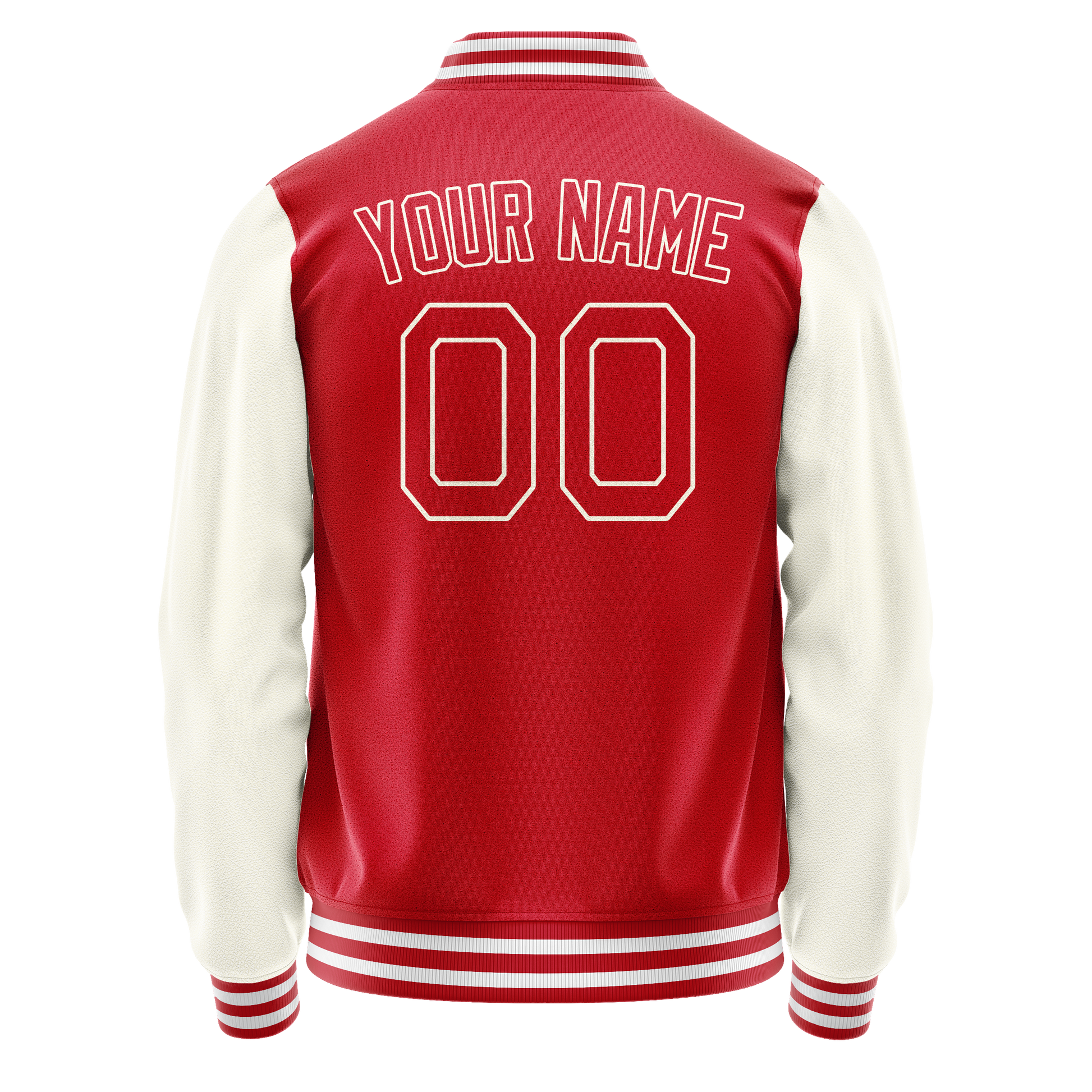 Custom Red Cream Solid Color Varsity Letterman Jacket JA02240617XY414