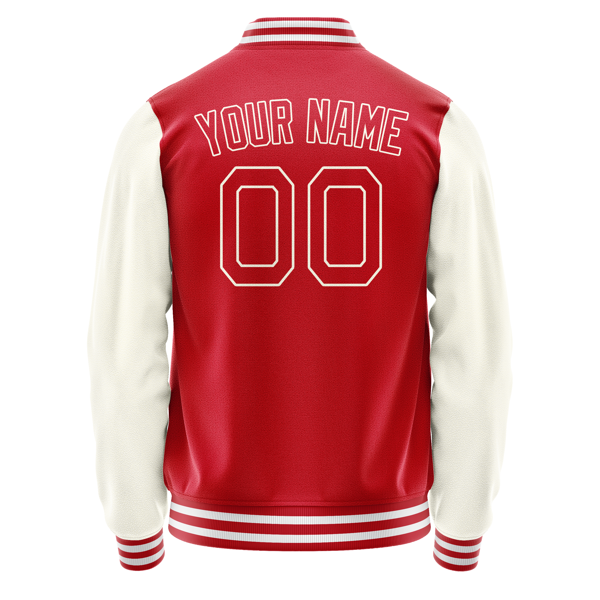 Custom Red Cream Solid Color Varsity Letterman Jacket JA02240617XY414