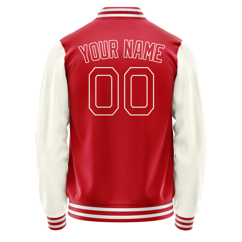 Custom Red Cream Solid Color Varsity Letterman Jacket JA02240617XY414