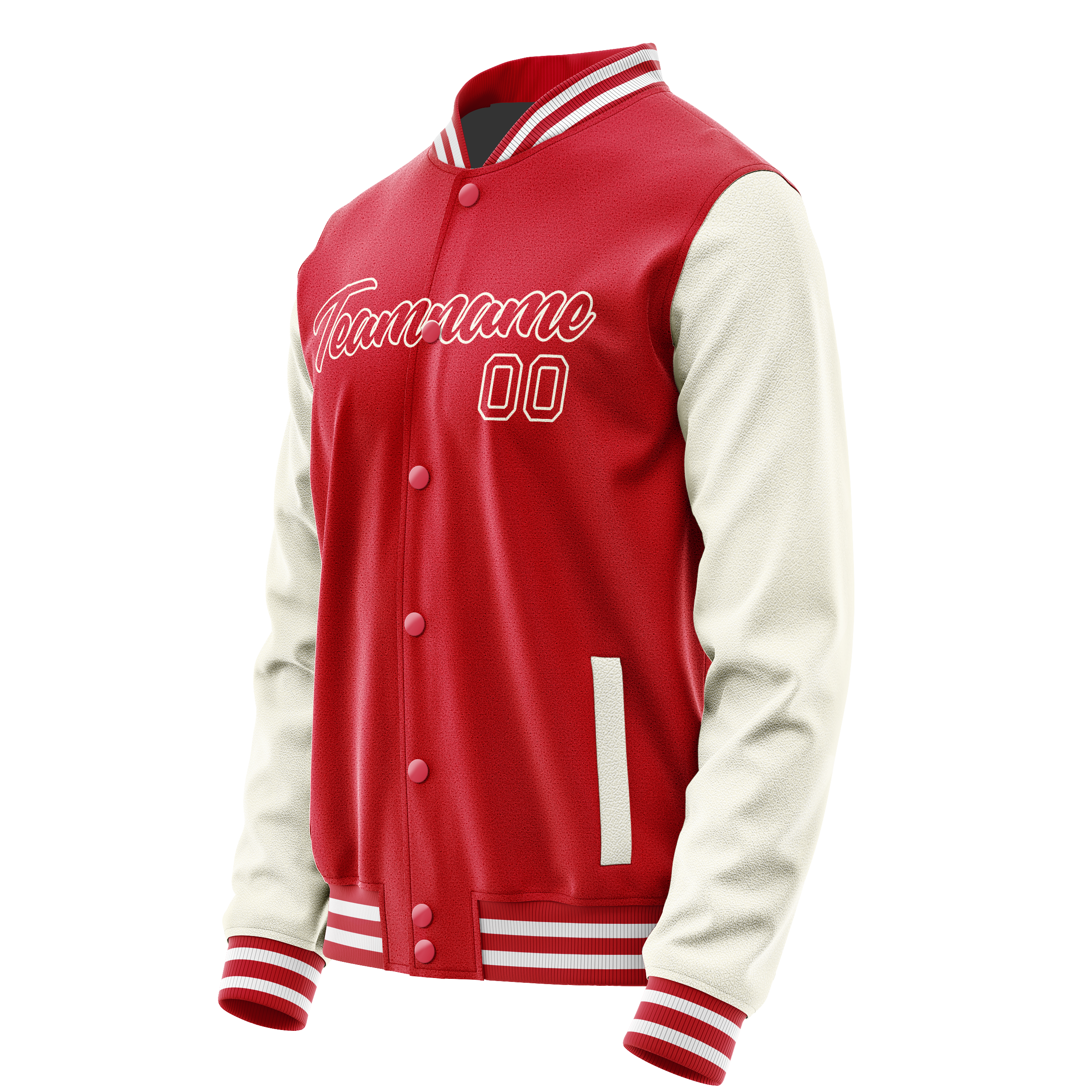 Custom Red Cream Solid Color Varsity Letterman Jacket JA02240617XY414