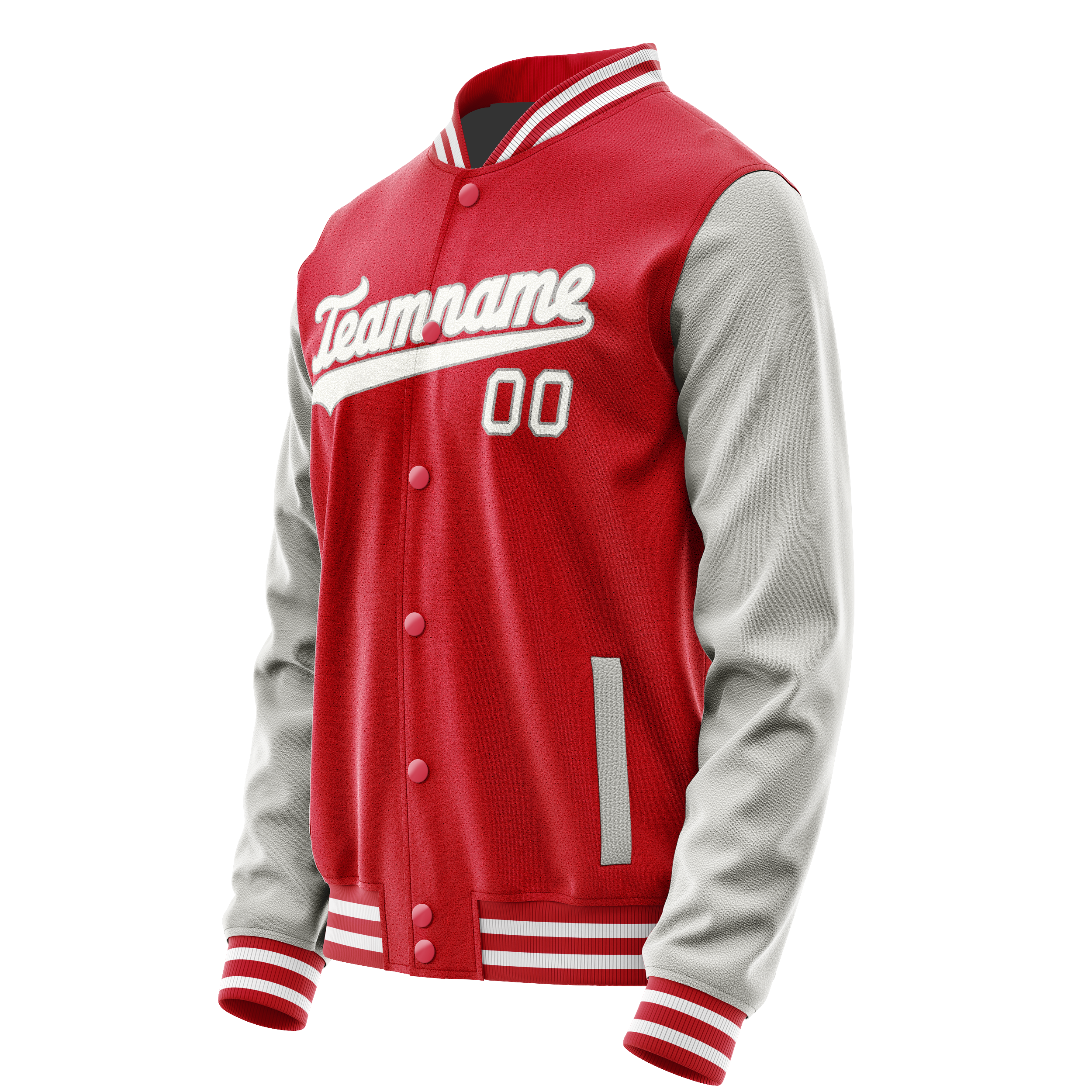 Custom Red Gray Solid Color Varsity Letterman Jacket JA02240617XY415