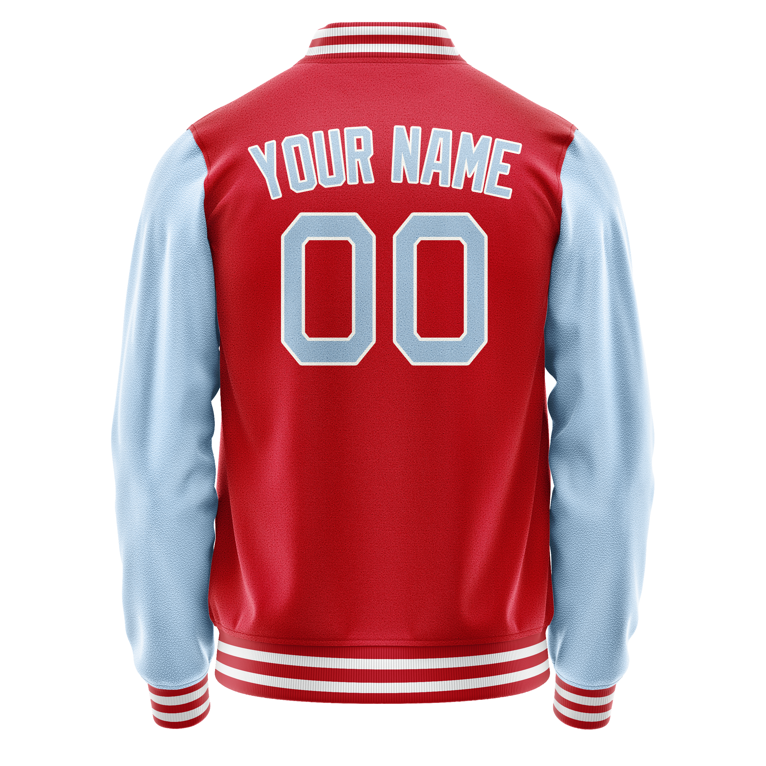 Custom Red Light-Blue Solid Color Varsity Letterman Jacket JA02240617XY413