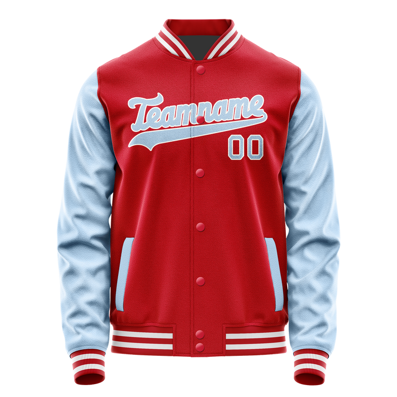 Custom Red Light-Blue Solid Color Varsity Letterman Jacket JA02240617XY413
