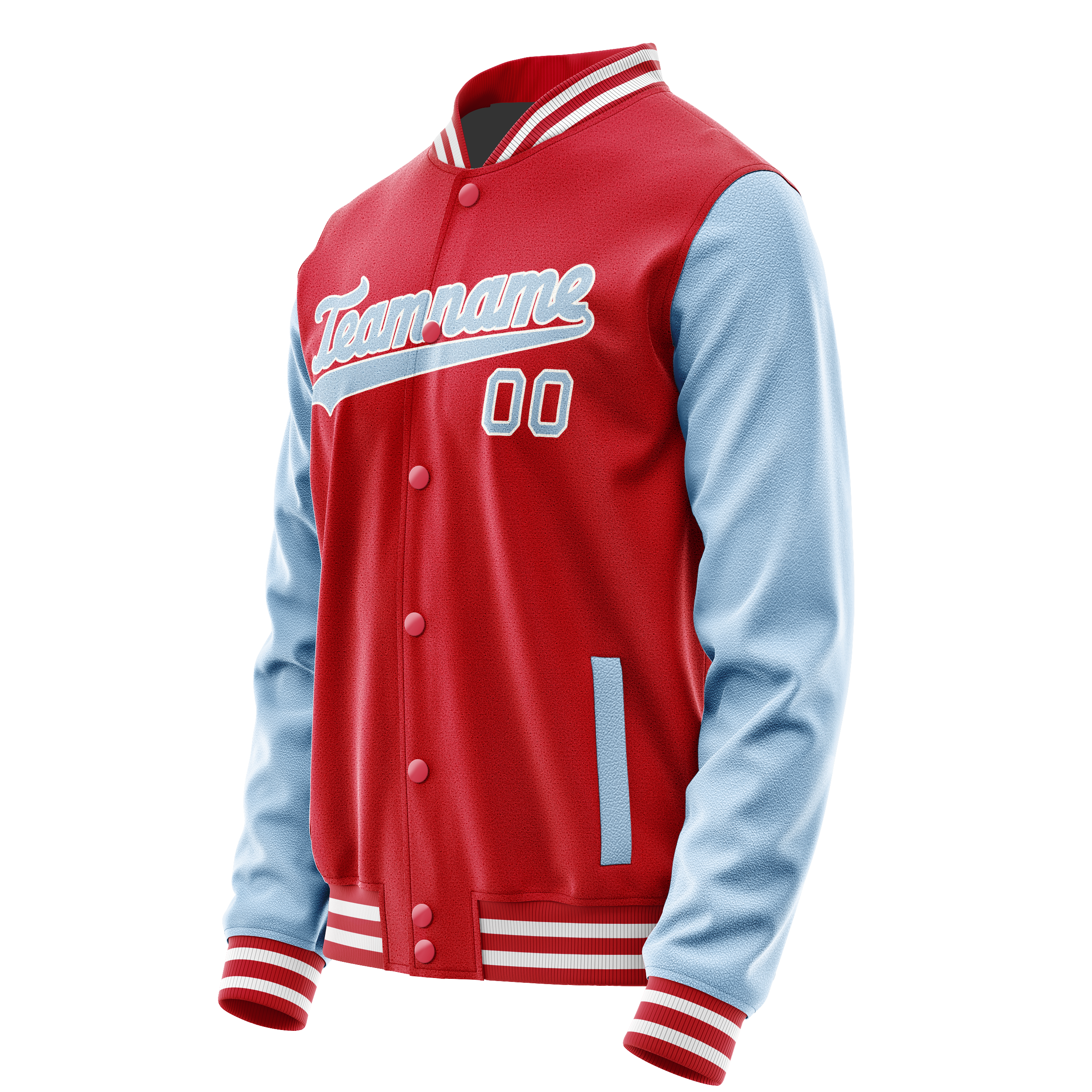 Custom Red Light-Blue Solid Color Varsity Letterman Jacket JA02240617XY413