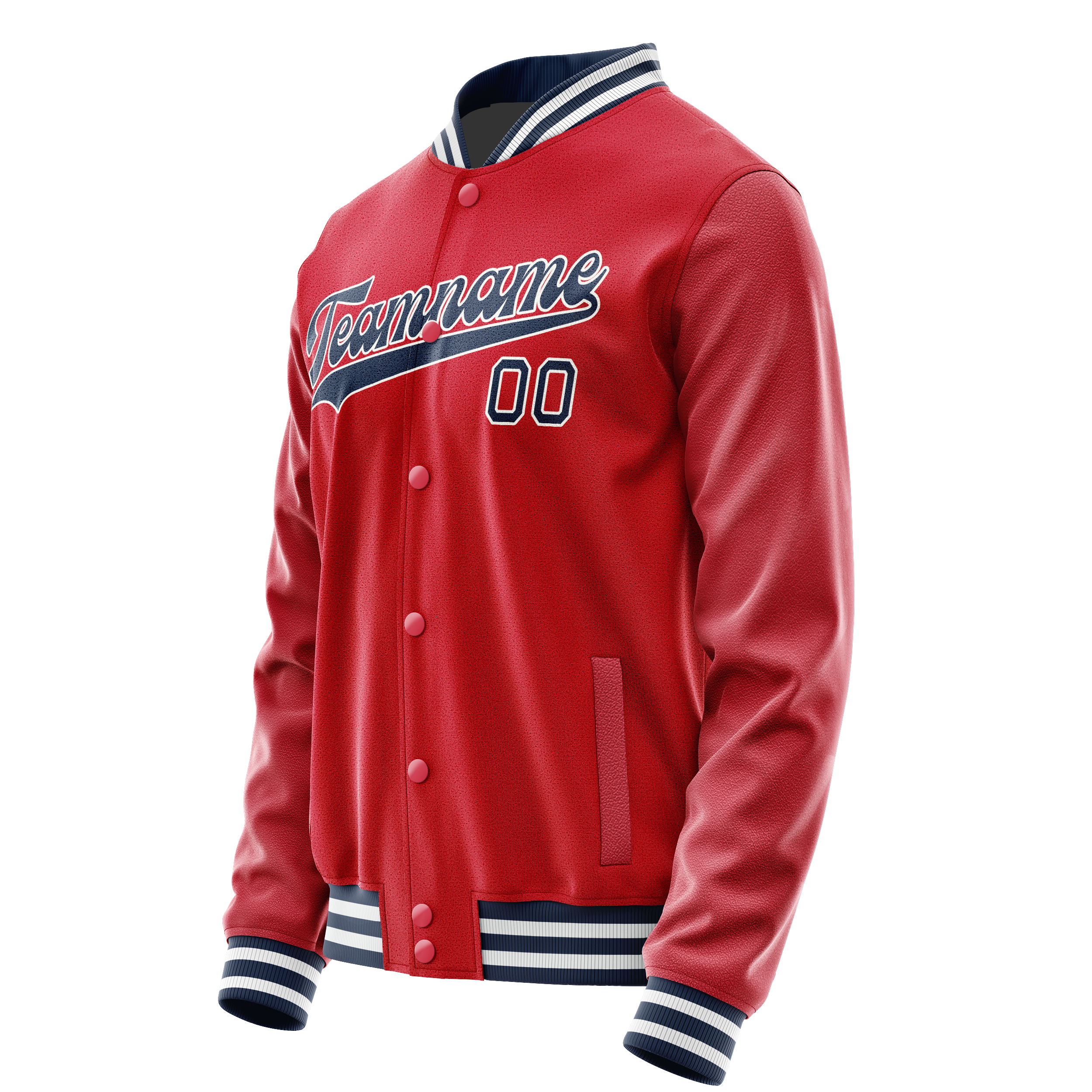 Custom Red Navy Solid Color Varsity Letterman Jacket JA02240617XY405
