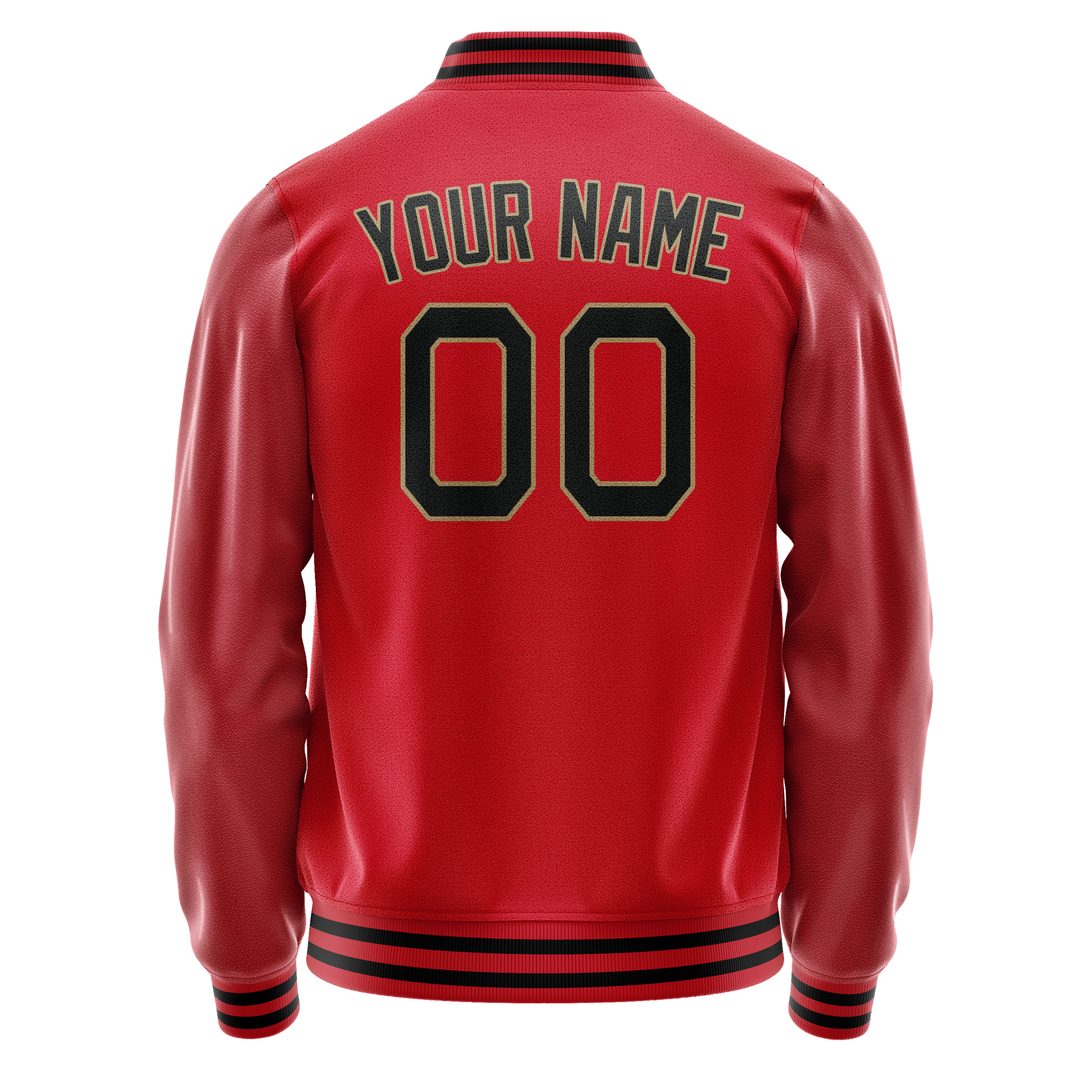 Custom Red Black Solid Color Varsity Letterman Jacket JA02240617XY401