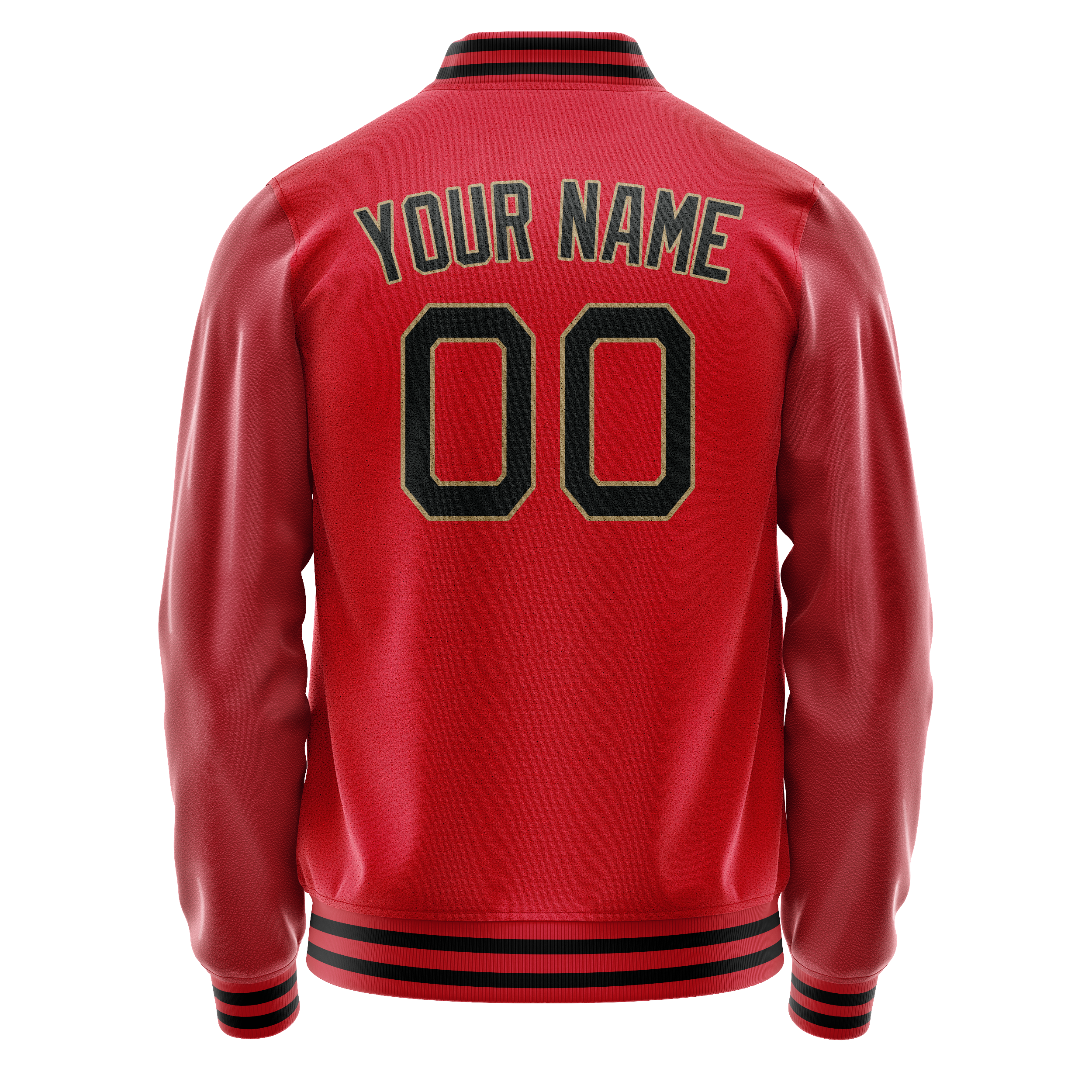 Custom Red Black Solid Color Varsity Letterman Jacket JA02240617XY401