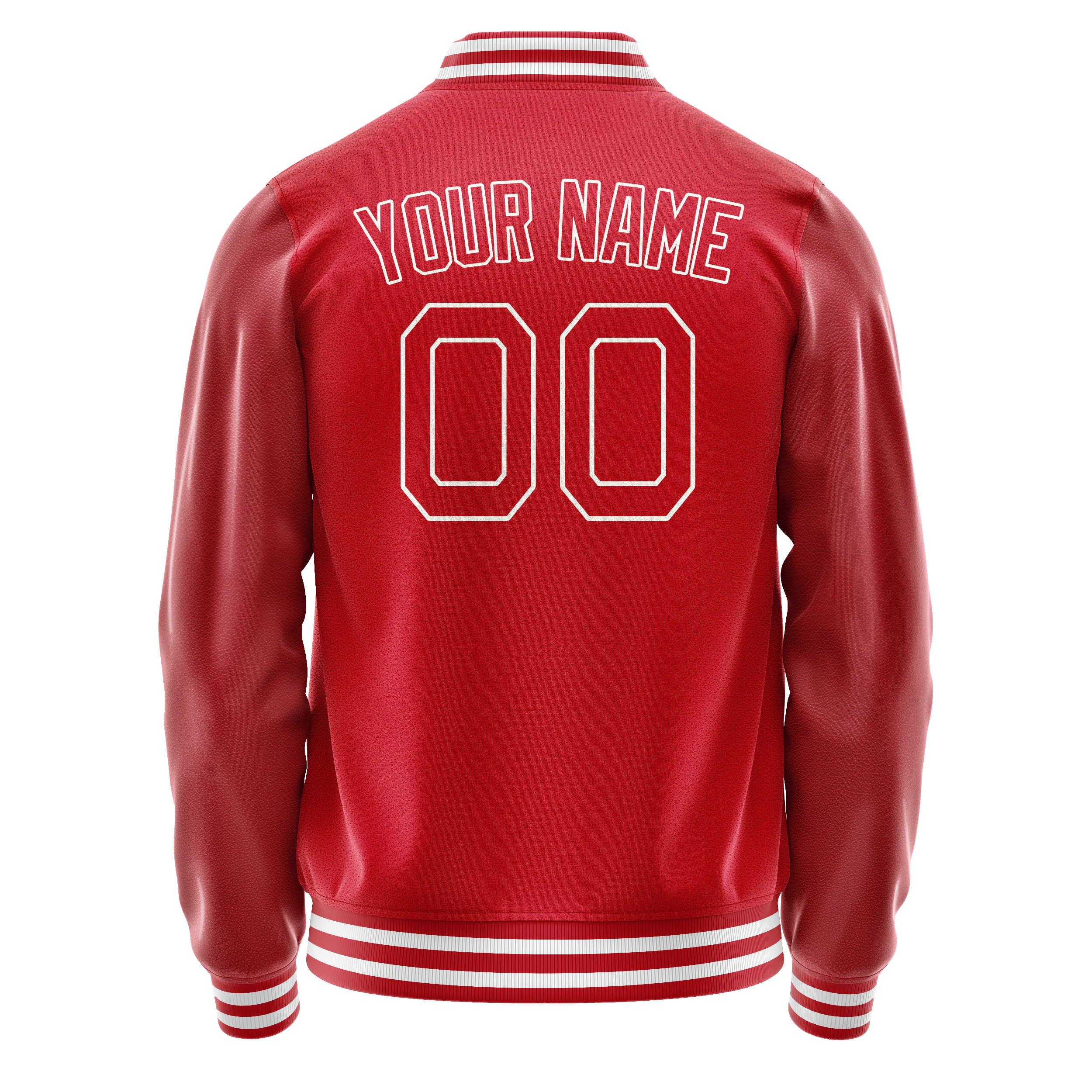 Custom Red White Solid Color Varsity Letterman Jacket JA02240617XY416