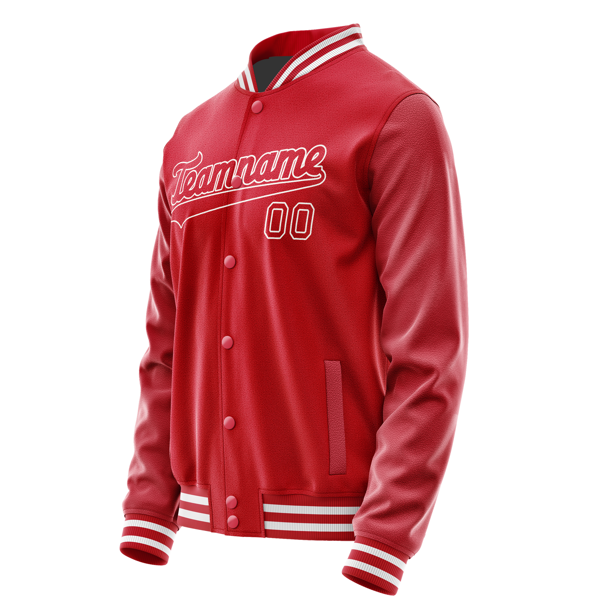 Custom Red White Solid Color Varsity Letterman Jacket JA02240617XY416