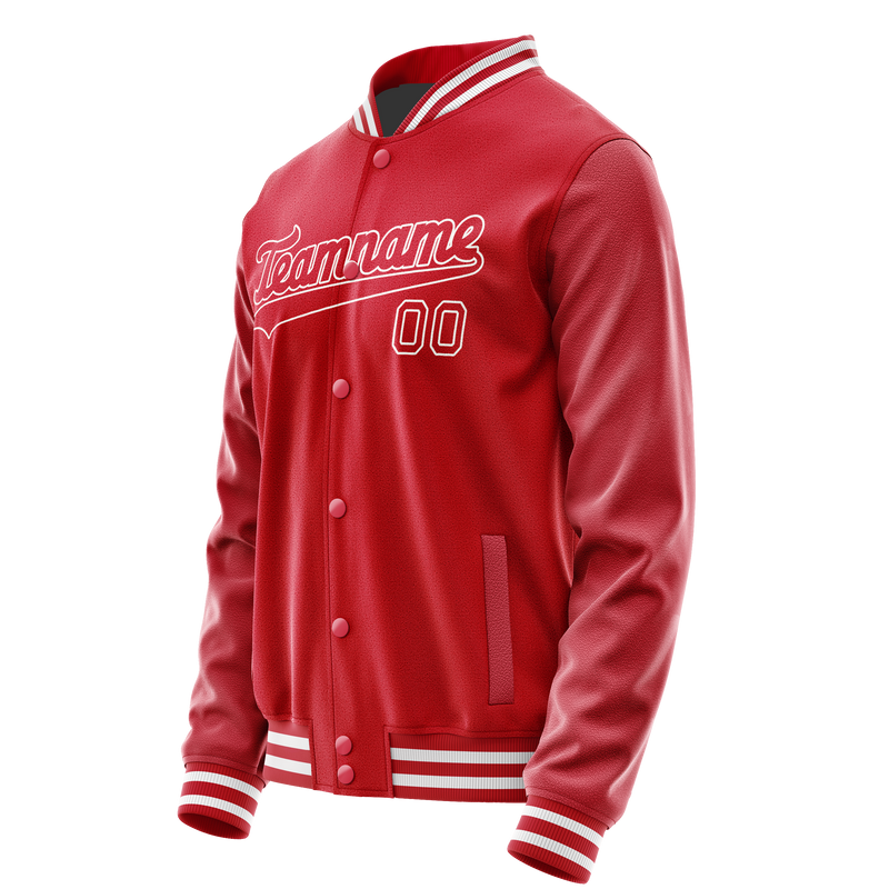 Custom Red White Solid Color Varsity Letterman Jacket JA02240617XY416