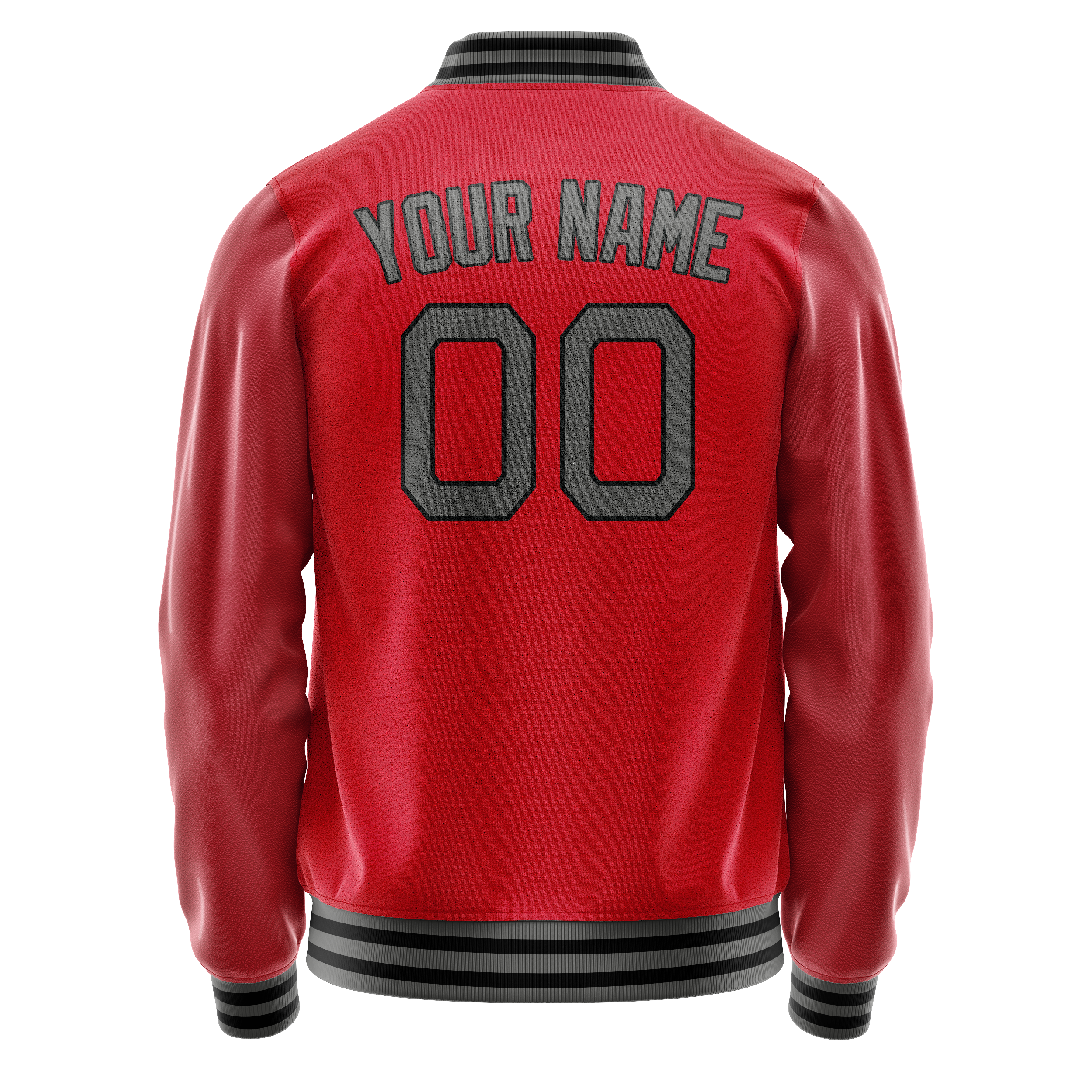 Custom Red Gray Solid Color Varsity Letterman Jacket JA02240617XY407