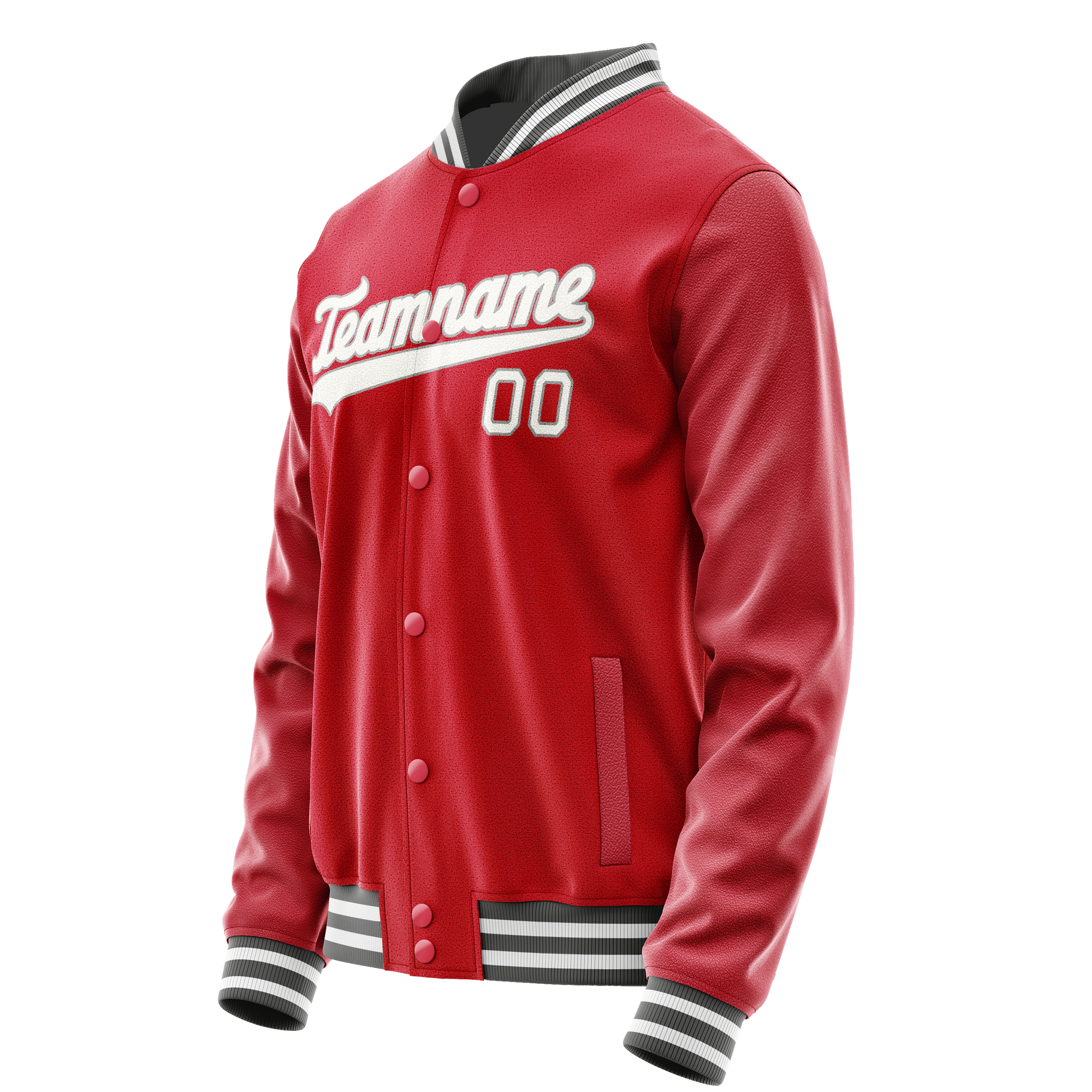 Custom Red Gray Solid Color Varsity Letterman Jacket JA02240617XY397