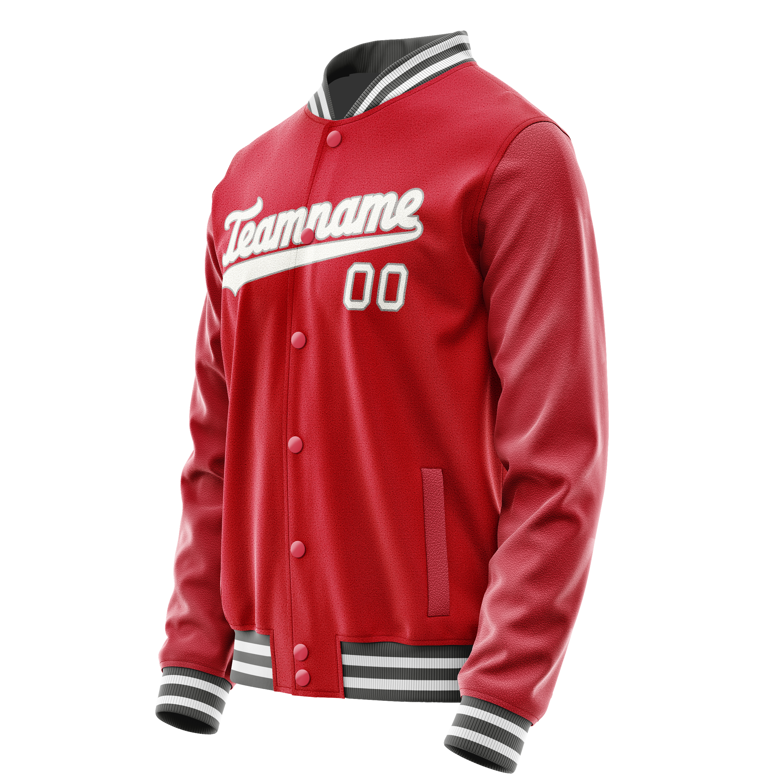 Custom Red Gray Solid Color Varsity Letterman Jacket JA02240617XY397