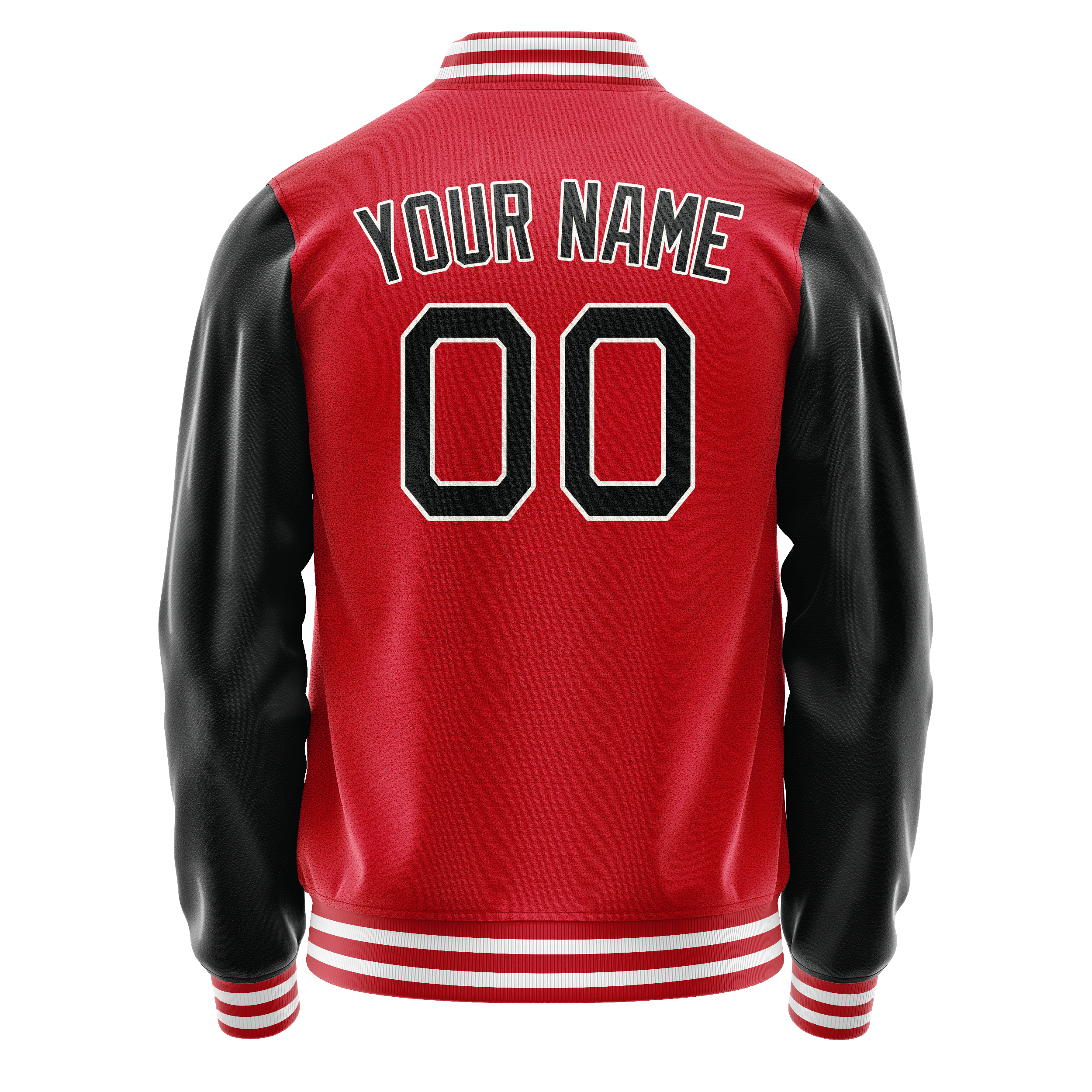 Custom Red Black Solid Color Varsity Letterman Jacket JA02240617XY412