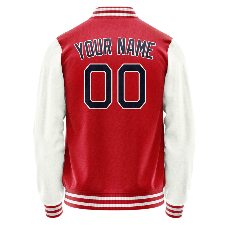 Custom Red White Solid Color Varsity Letterman Jacket JA02240617XY402
