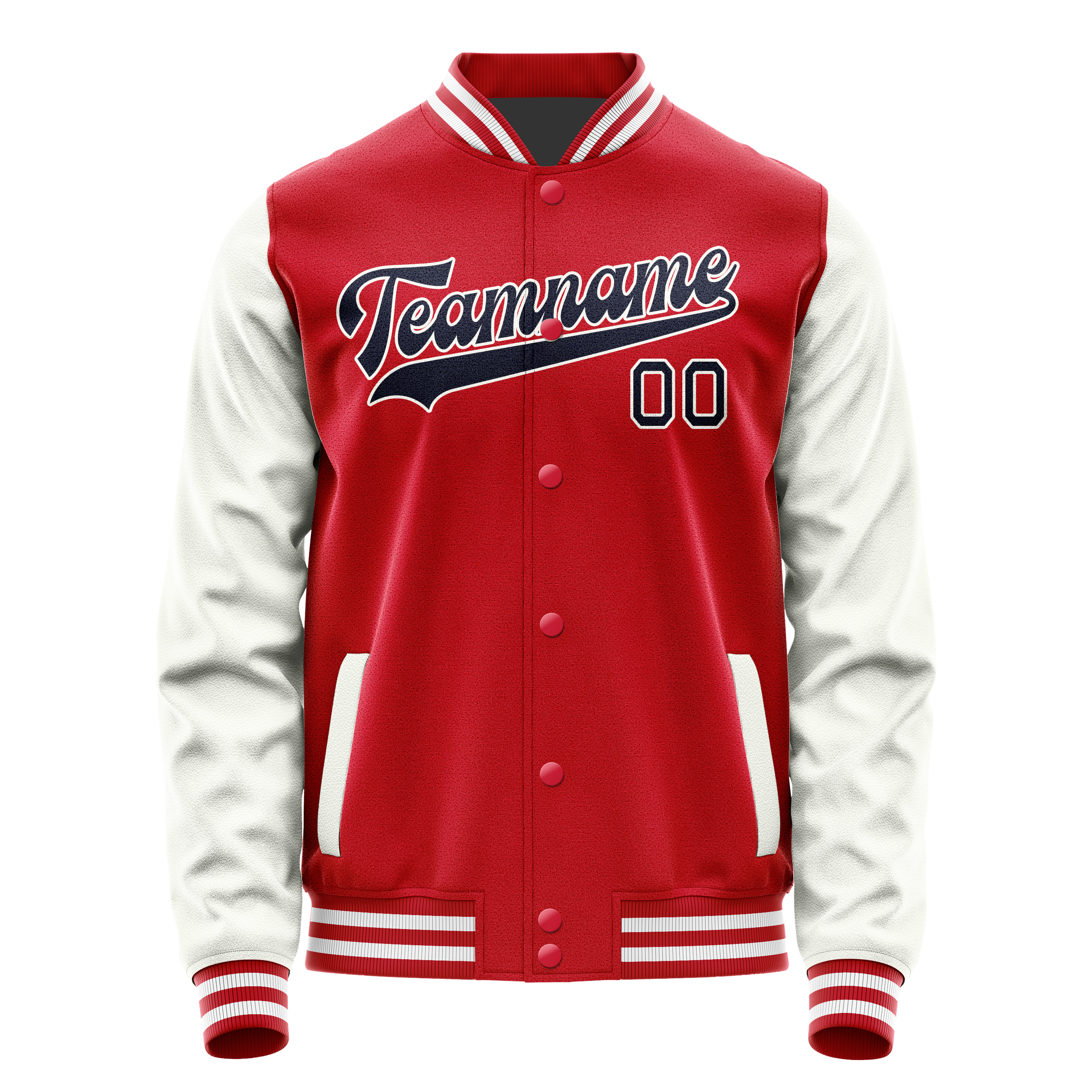 Custom Red White Solid Color Varsity Letterman Jacket JA02240617XY402