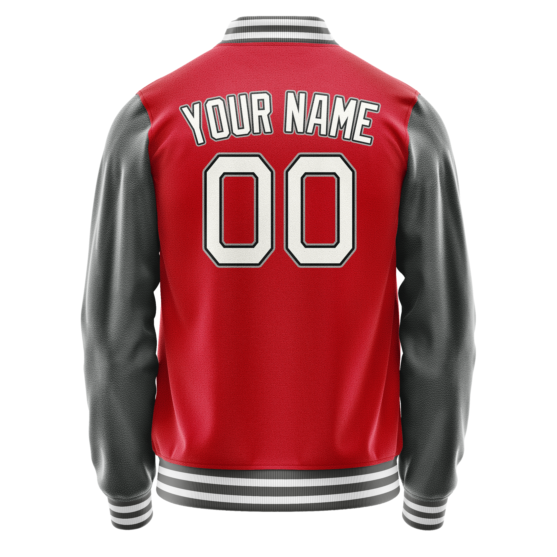 Custom Red Gray Solid Color Varsity Letterman Jacket JA02240617XY404