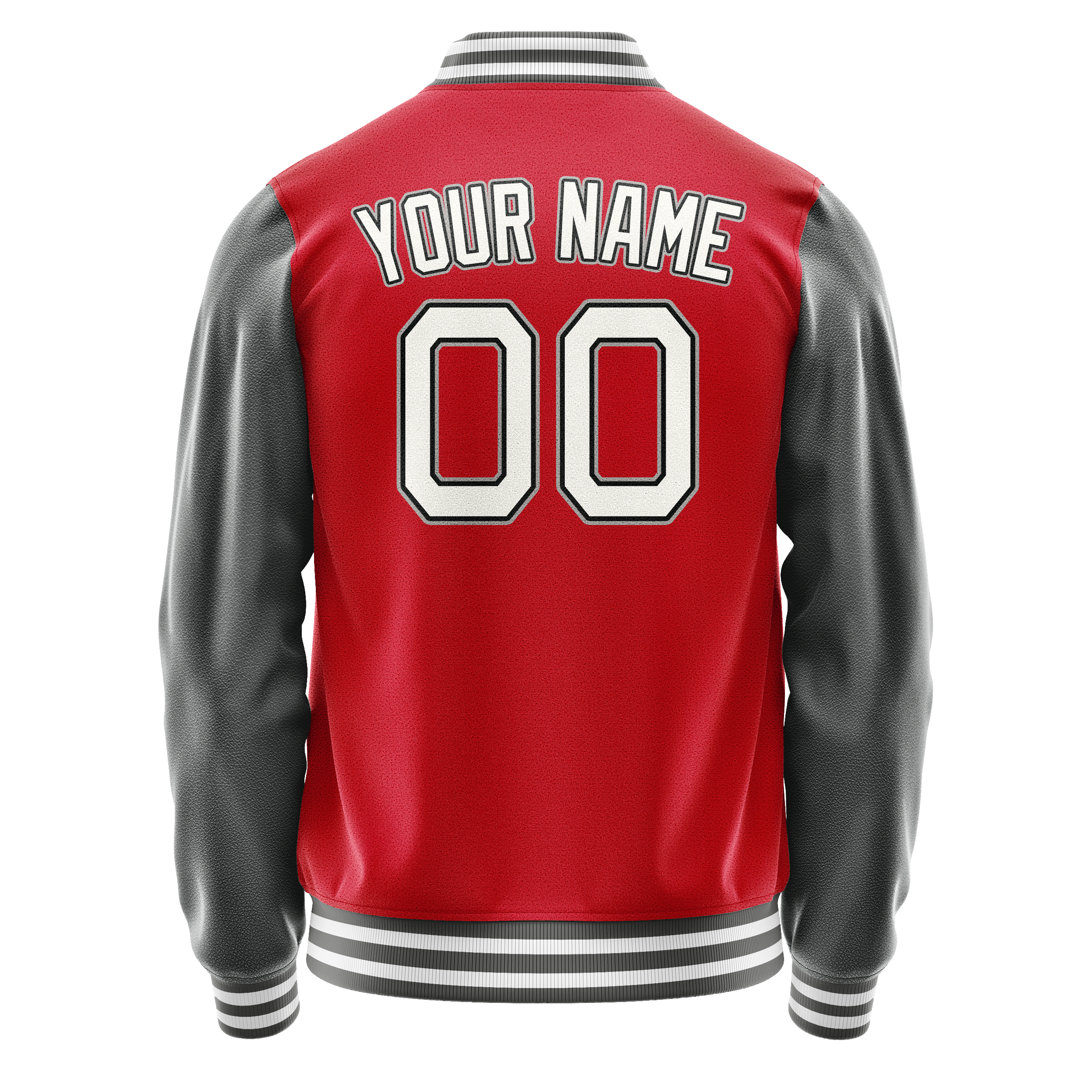 Custom Red Gray Solid Color Varsity Letterman Jacket JA02240617XY404