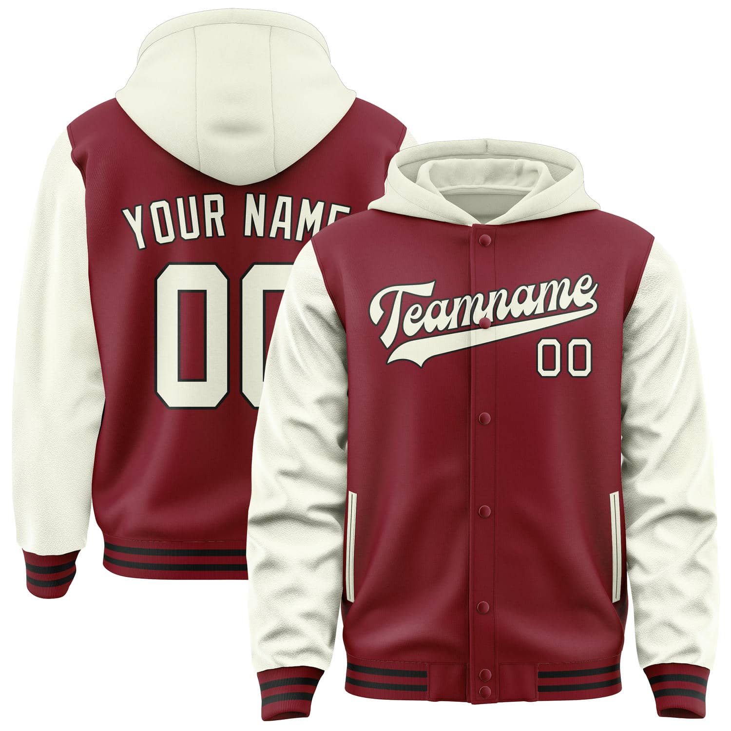 Custom Crimson Red Cream Jacket