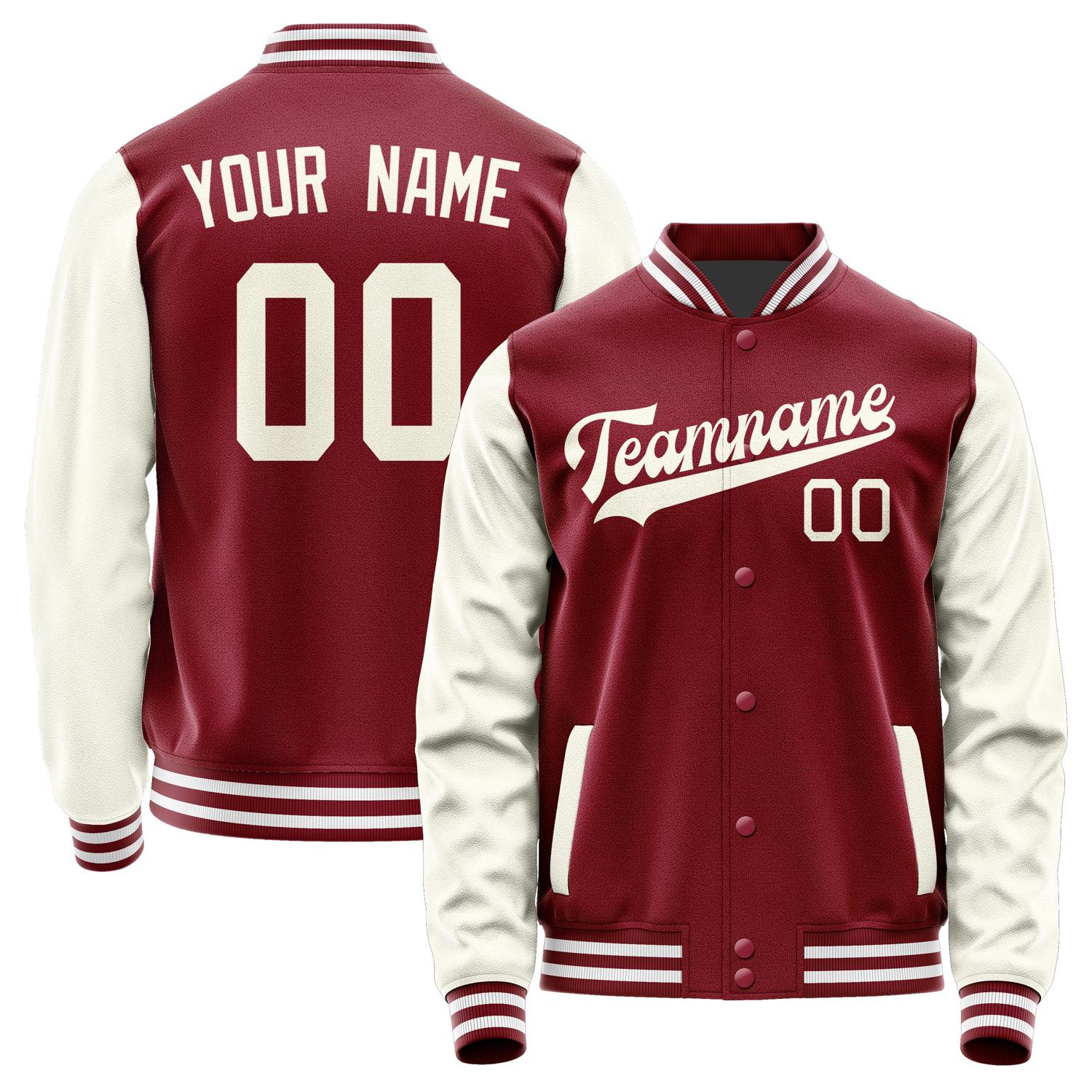 Custom Crimson Red Cream Jacket JA1515031518B31803