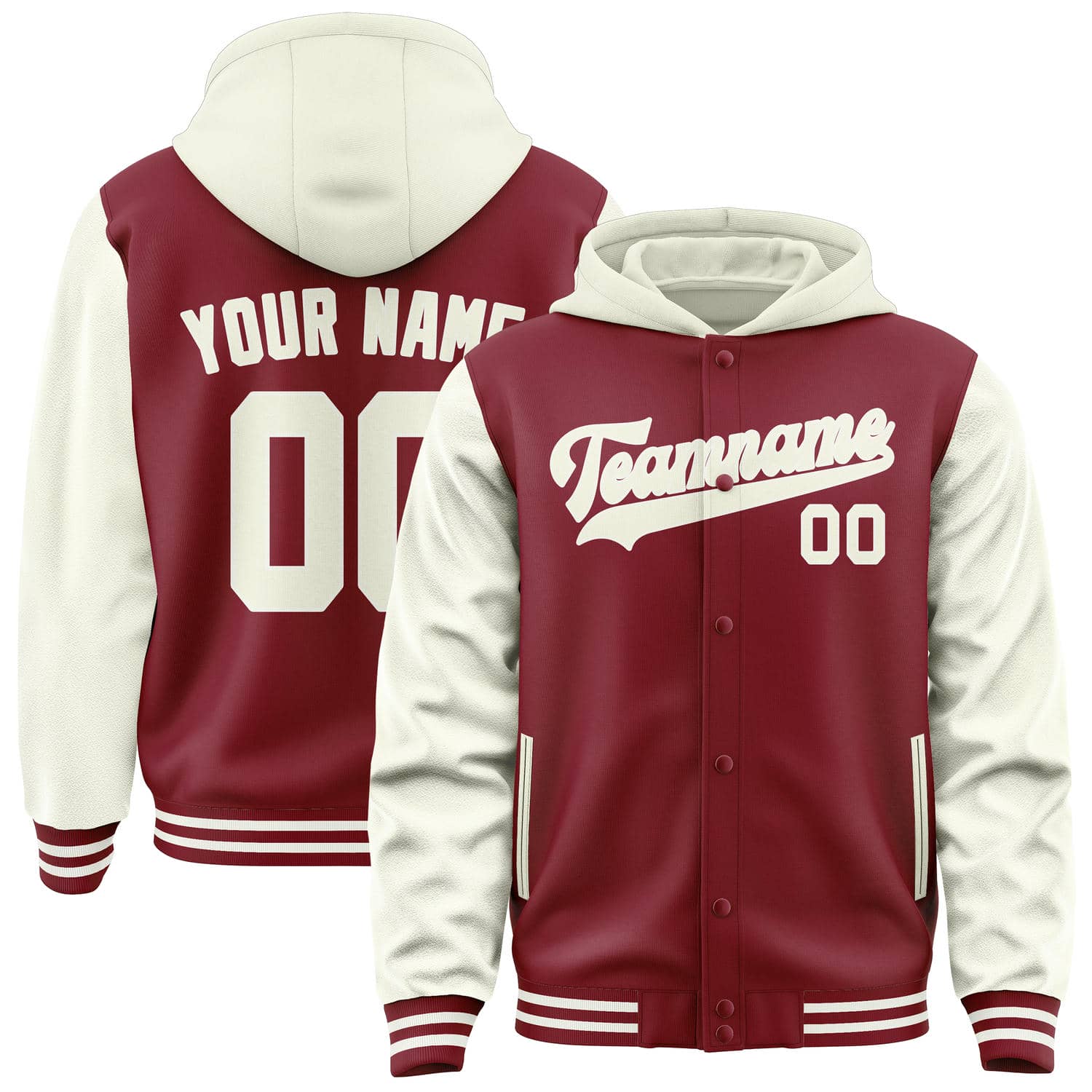 Custom Crimson Red Cream Jacket