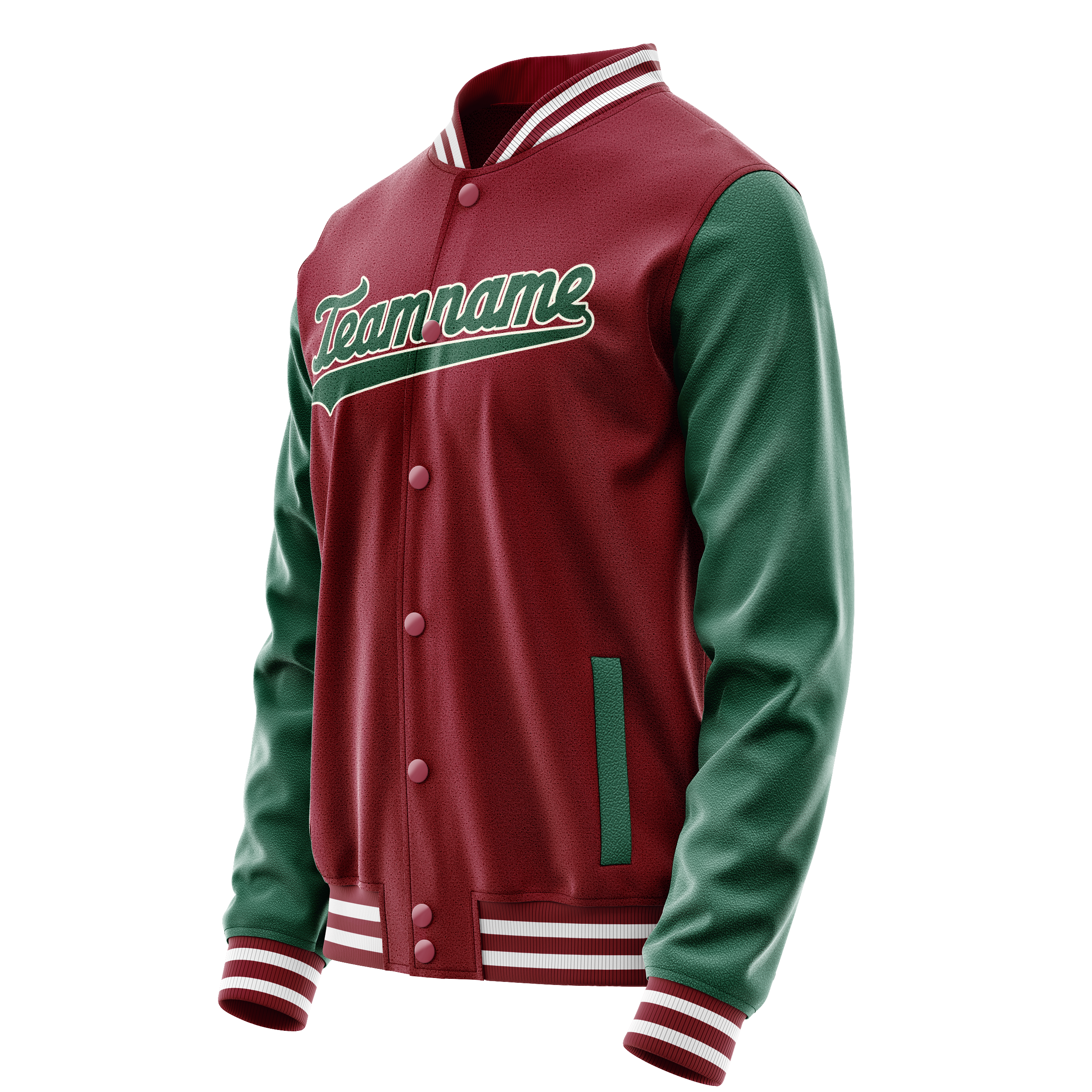 Custom Crimson Kelly-Green Solid Color Varsity Letterman Jacket JA02240617KZ533
