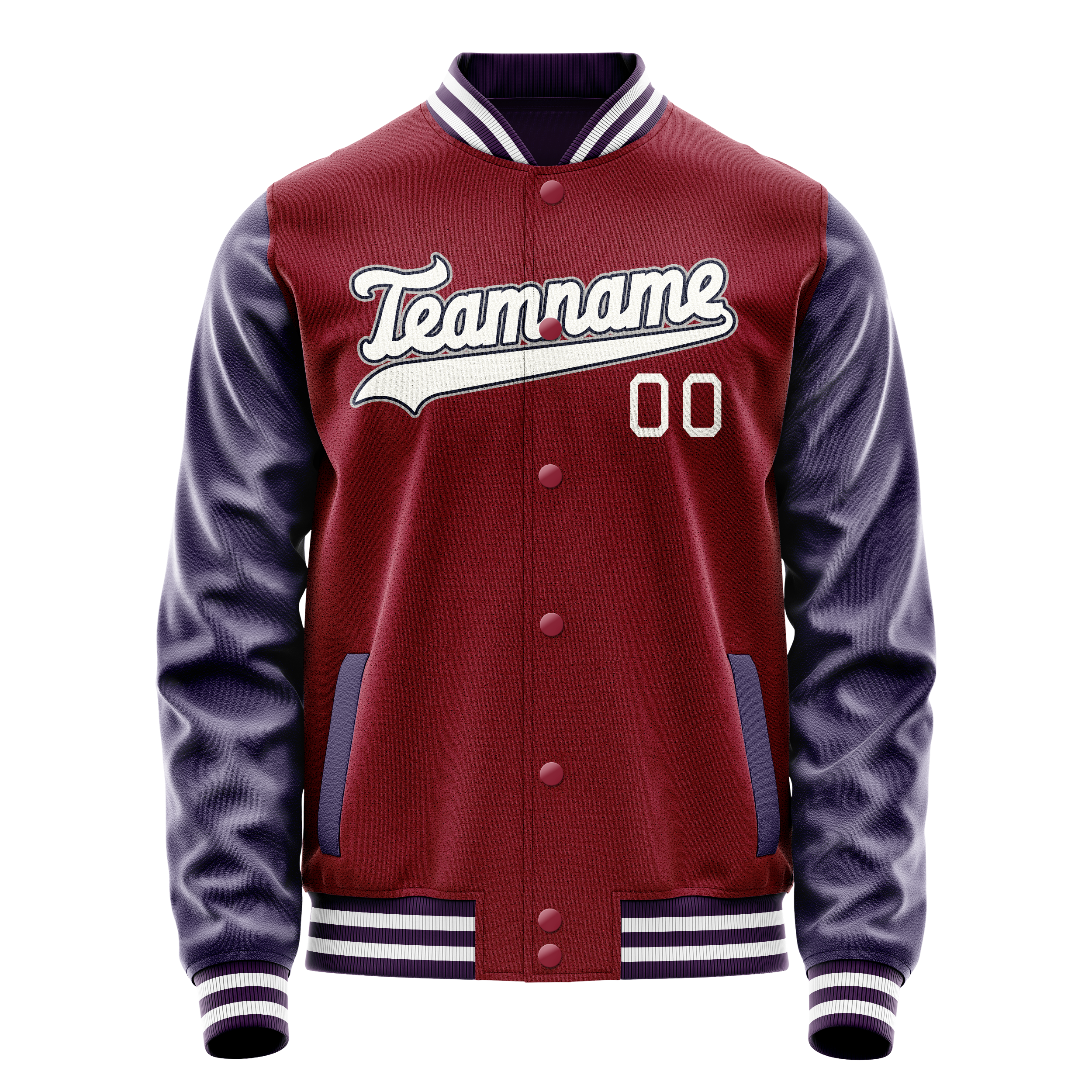 Custom Crimson Navy Solid Color Varsity Letterman Jacket JA02240617KZ523
