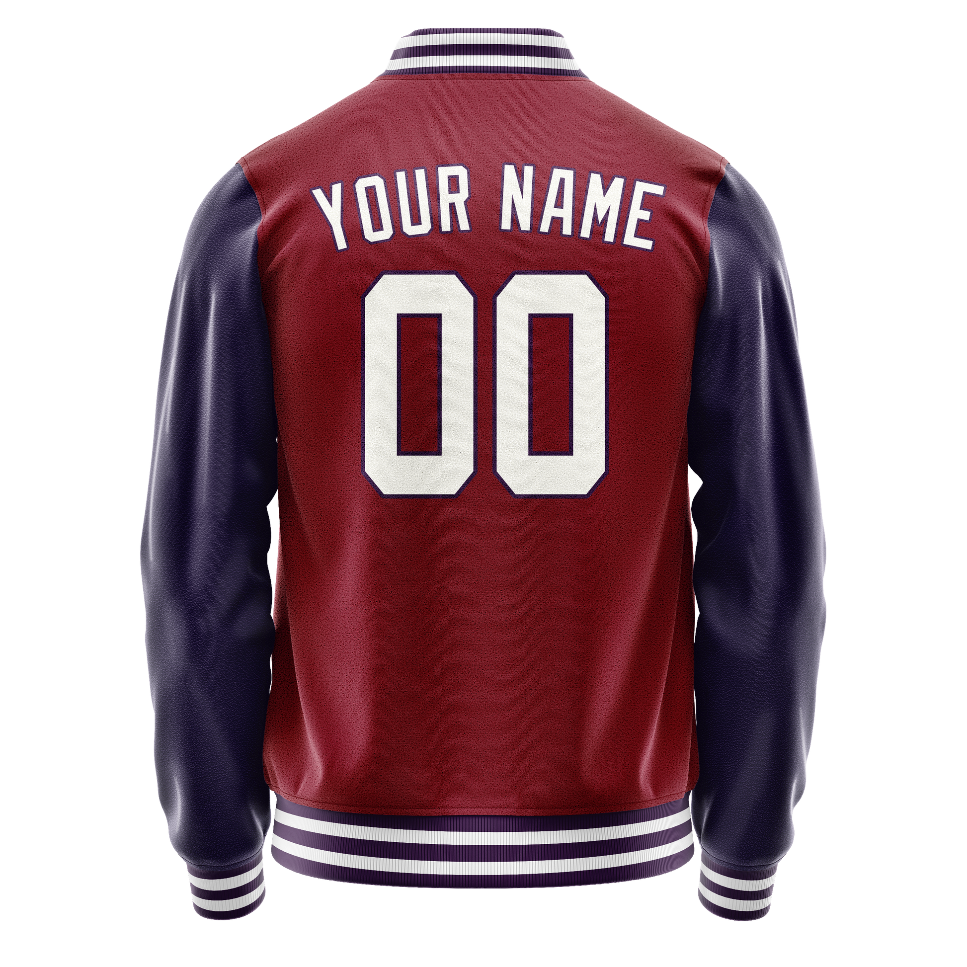 Custom Crimson Navy Solid Color Varsity Letterman Jacket JA02240617KZ520