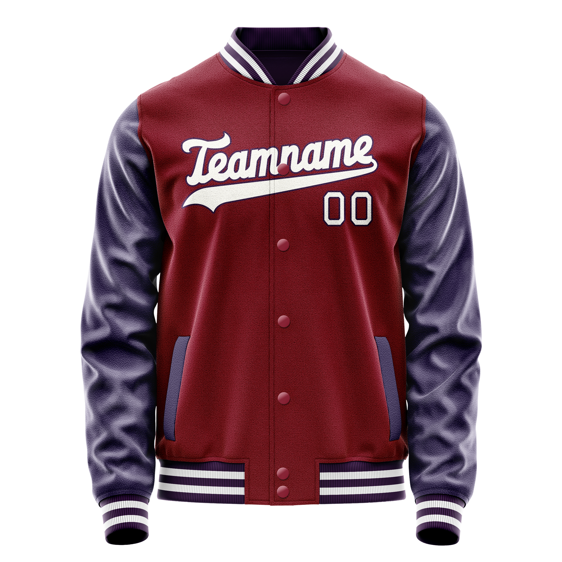Custom Crimson Navy Solid Color Varsity Letterman Jacket JA02240617KZ520