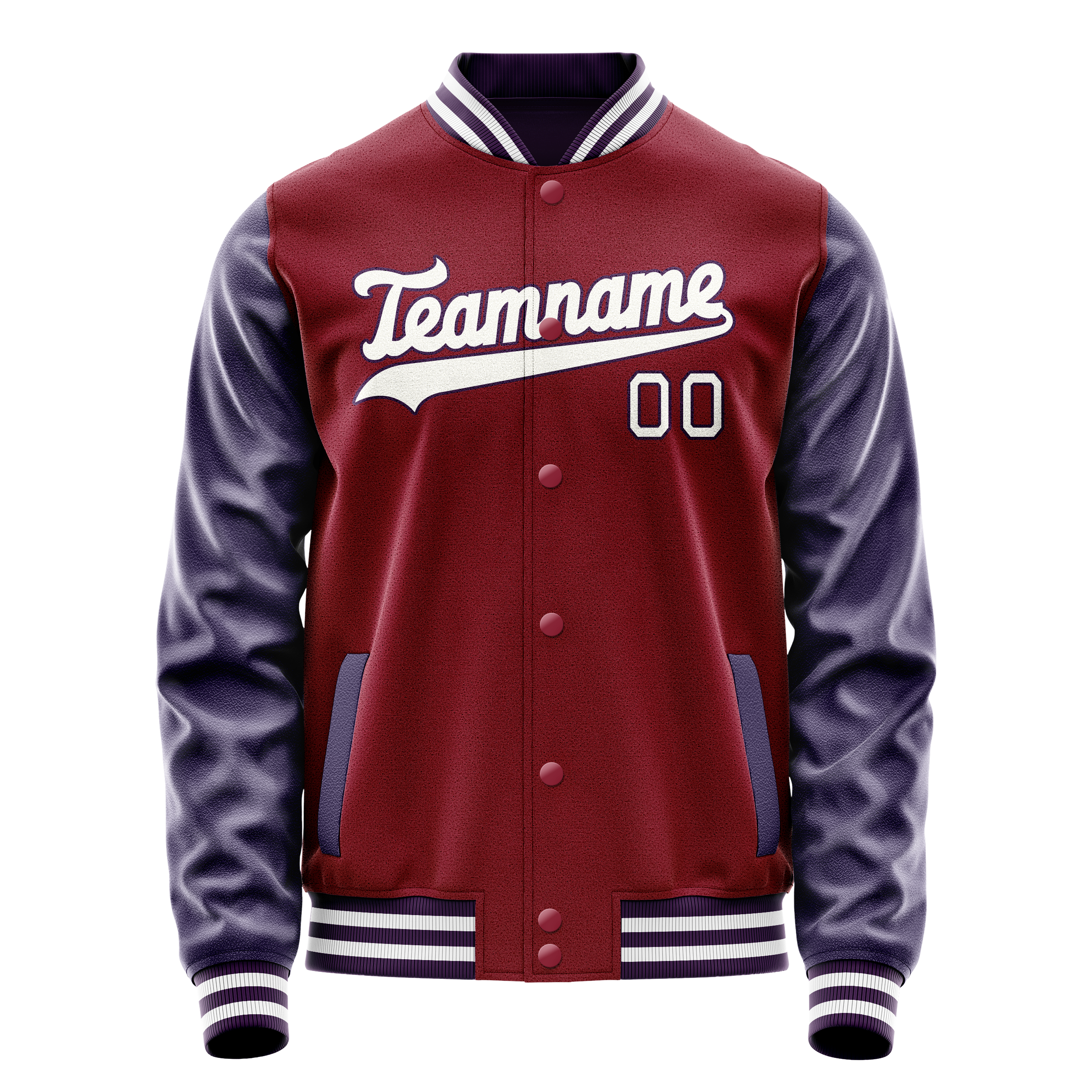 Custom Crimson Navy Solid Color Varsity Letterman Jacket JA02240617KZ520