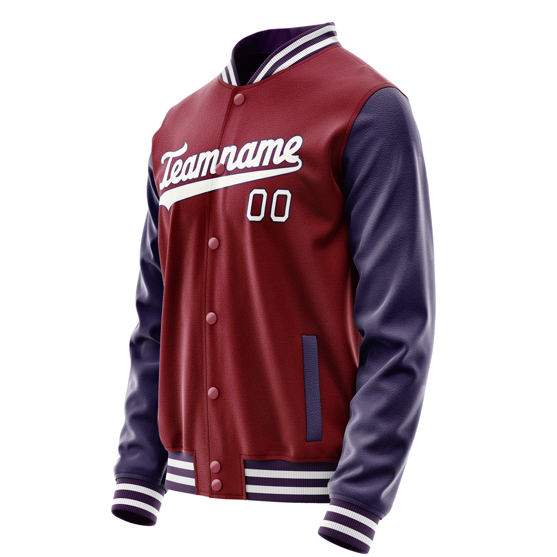 Custom Crimson Navy Solid Color Varsity Letterman Jacket JA02240617KZ520