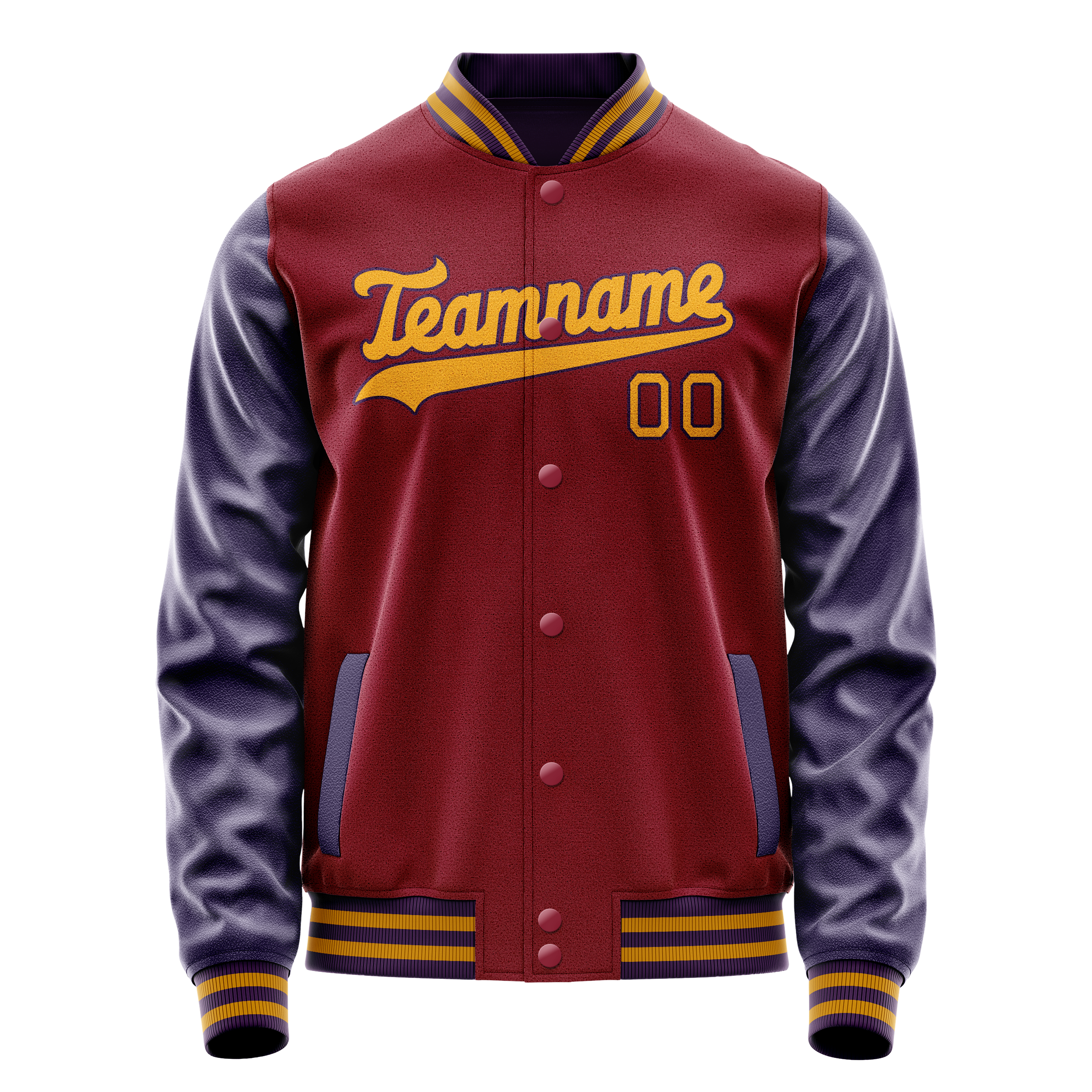 Custom Crimson Navy Solid Color Varsity Letterman Jacket JA02240617KZ516