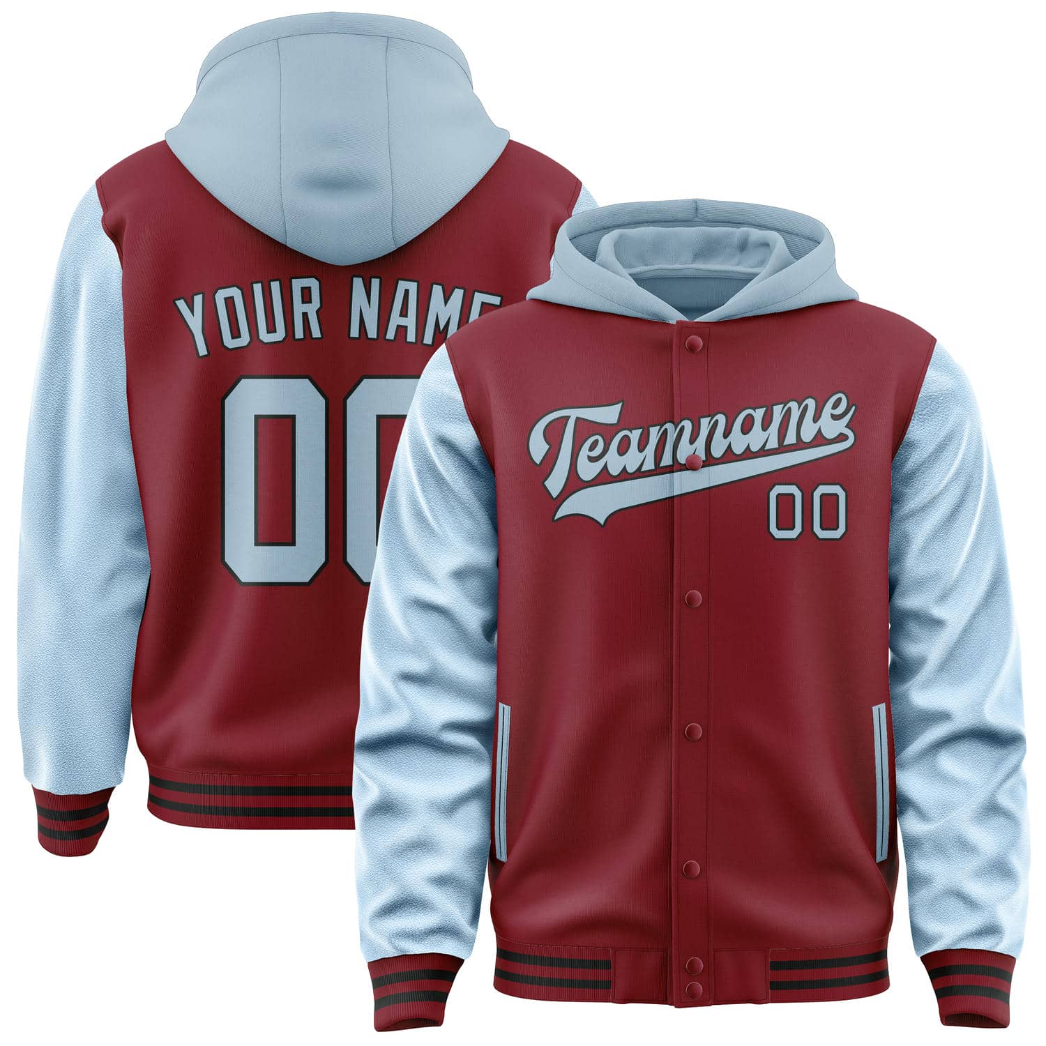 Custom Crimson Red Light Blue Jacket