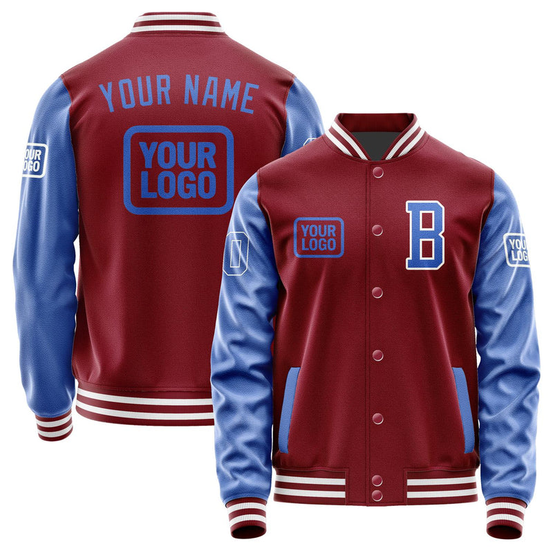 Custom Crimson Red Sky Blue Jacket JA151509151818090918