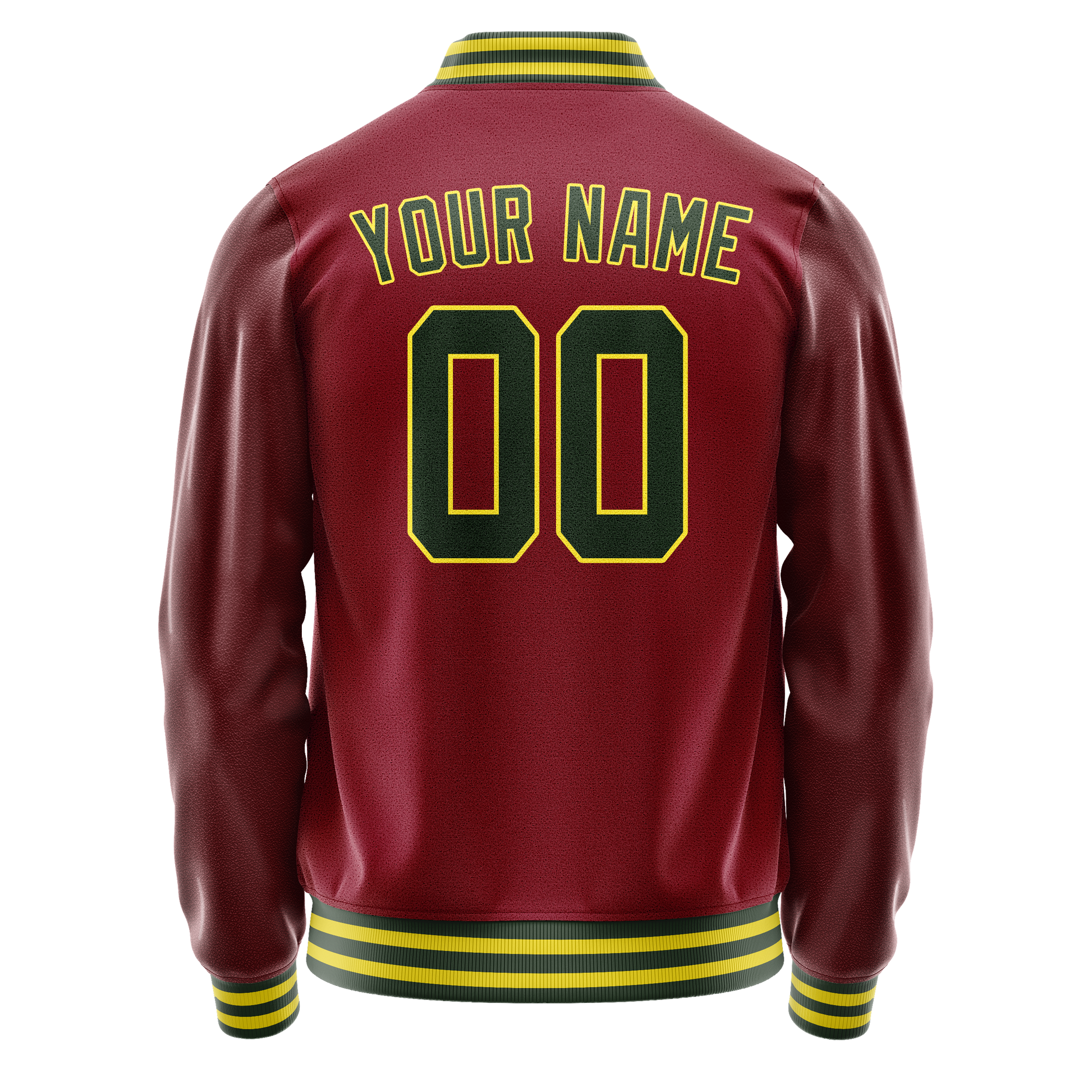 Custom Crimson Kelly-Green Solid Color Varsity Letterman Jacket JA02240617KZ536