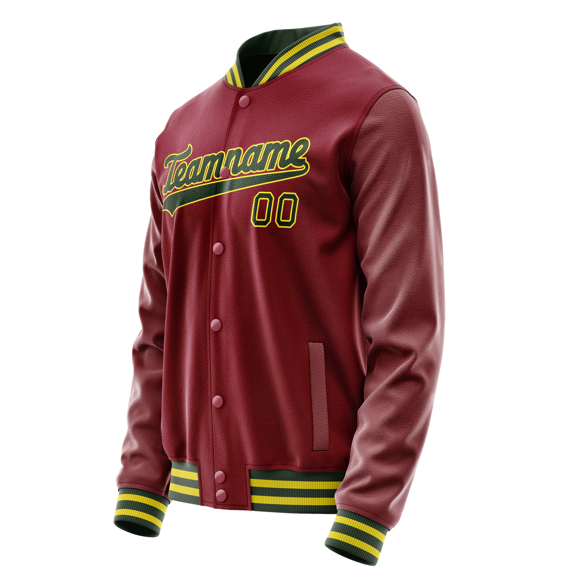 Custom Crimson Kelly-Green Solid Color Varsity Letterman Jacket JA02240617KZ536