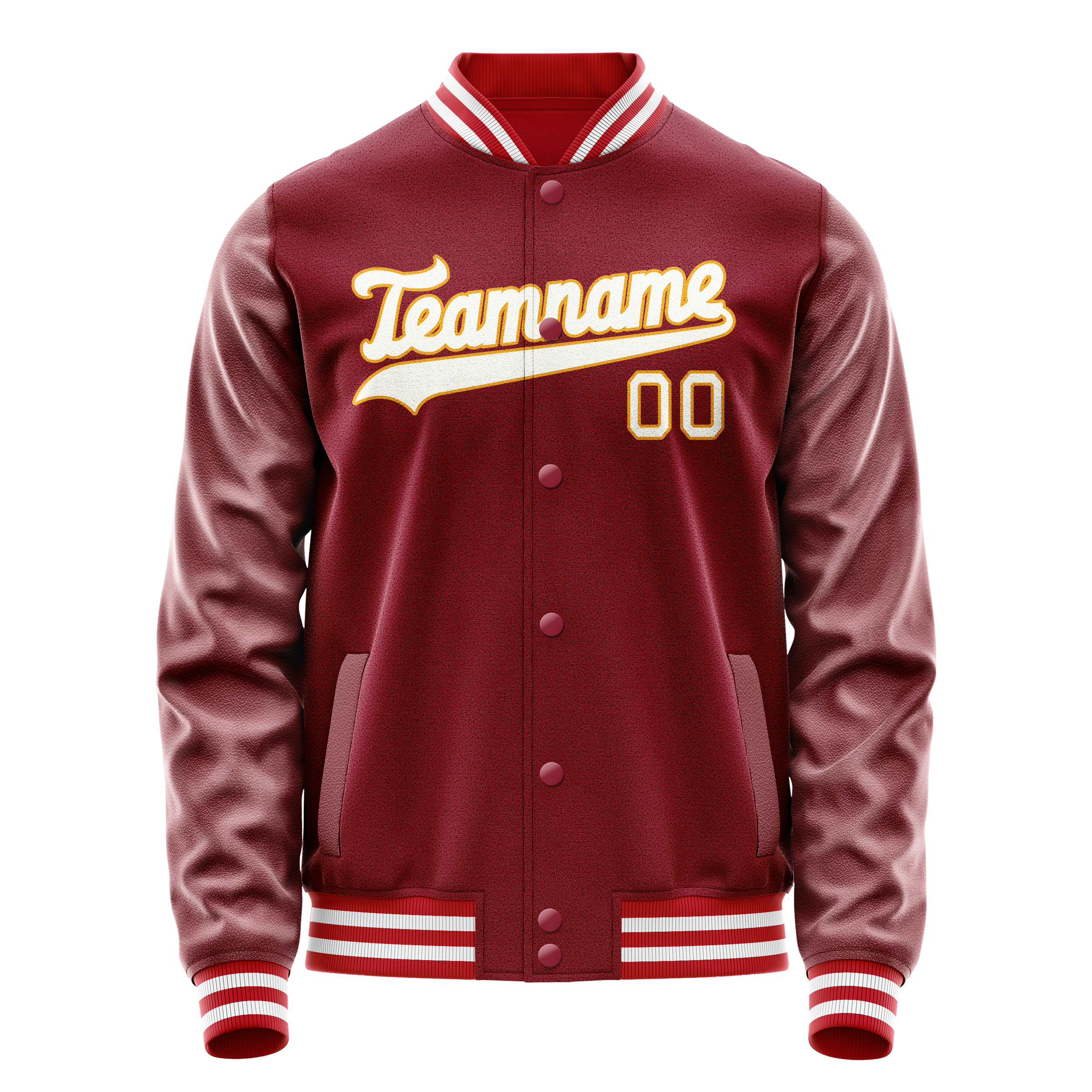 Custom Crimson White Solid Color Varsity Letterman Jacket JA02240617KZ522