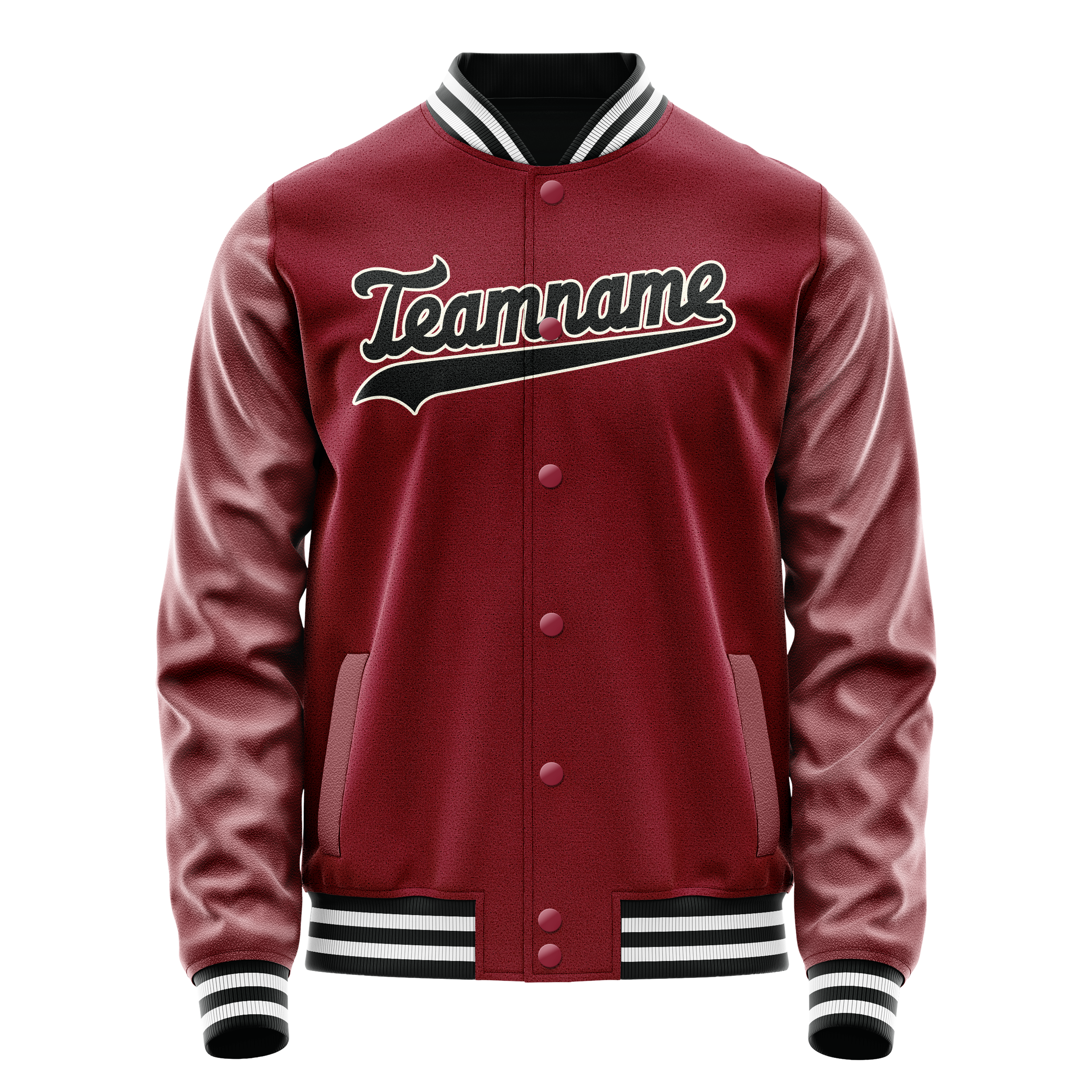 Custom Crimson Black Solid Color Varsity Letterman Jacket JA02240617KZ525