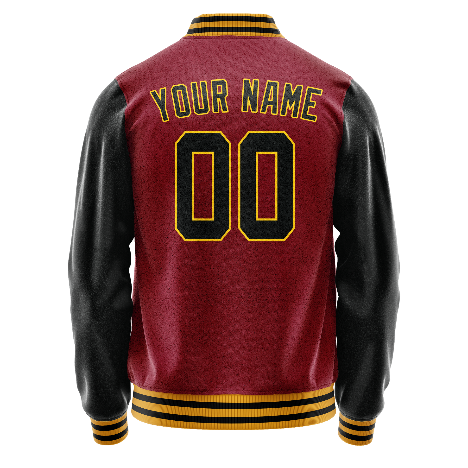 Custom Crimson Black Solid Color Varsity Letterman Jacket JA02240617KZ532