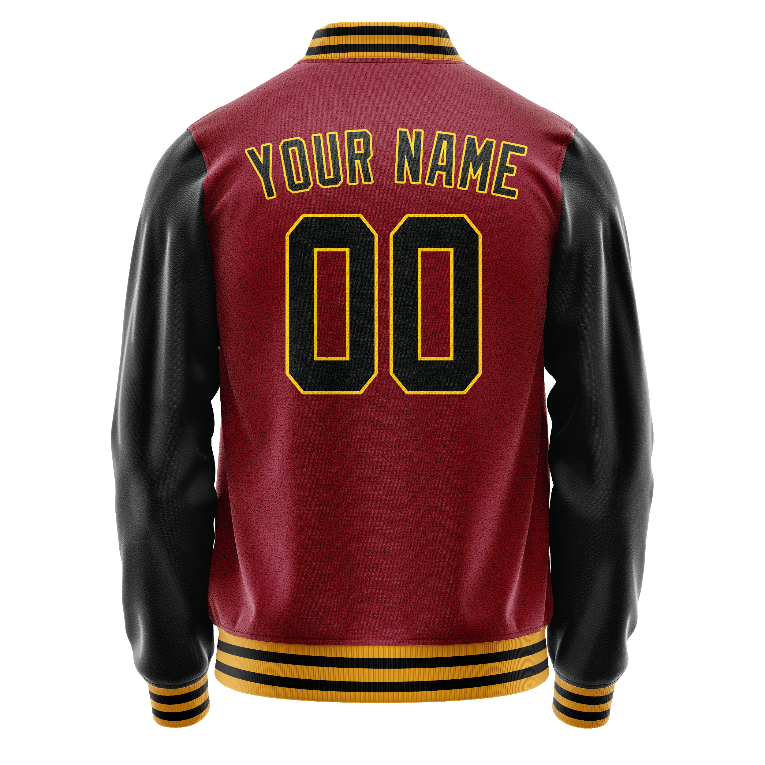 Custom Crimson Black Solid Color Varsity Letterman Jacket JA02240617KZ532