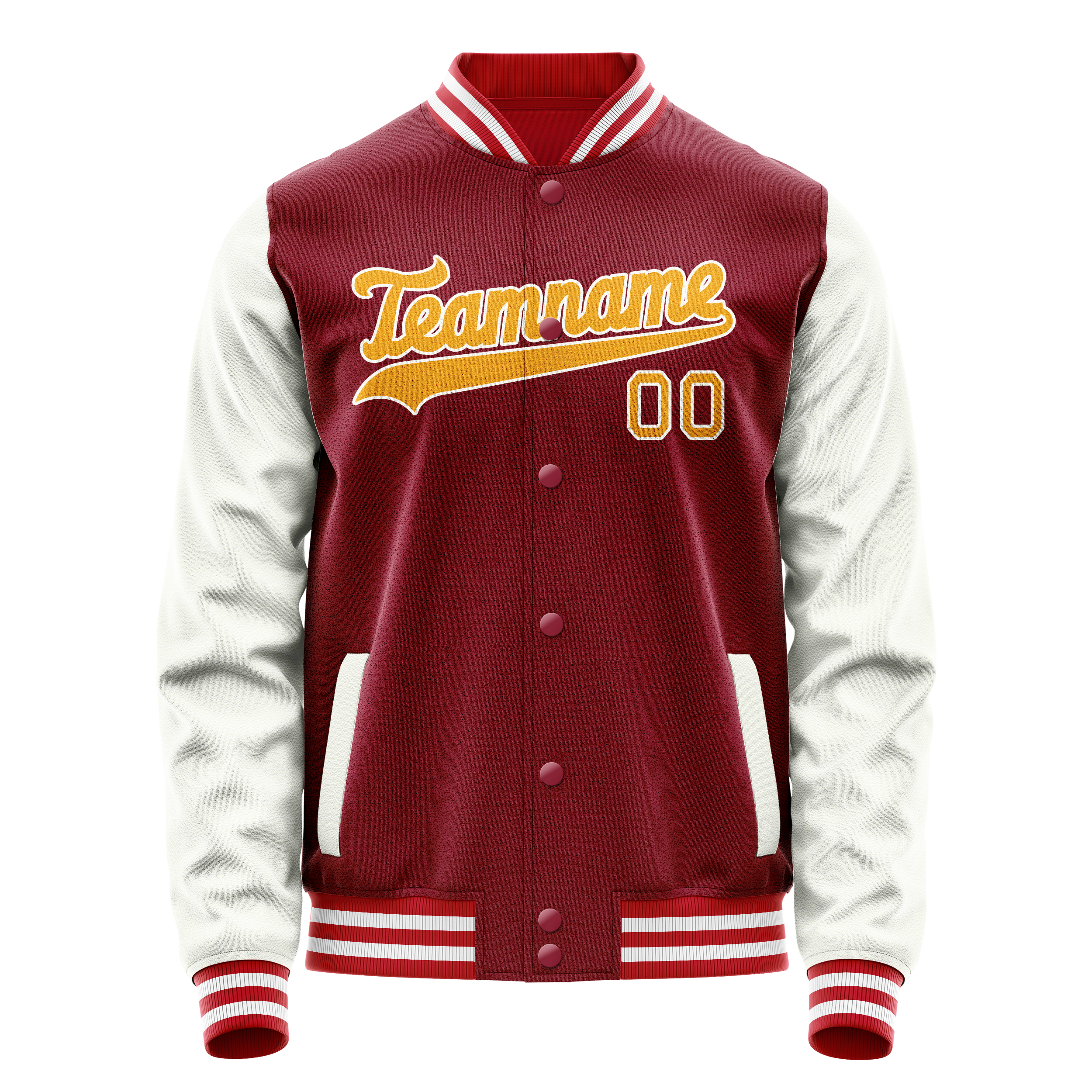 Custom Crimson White Solid Color Varsity Letterman Jacket JA02240617KZ527