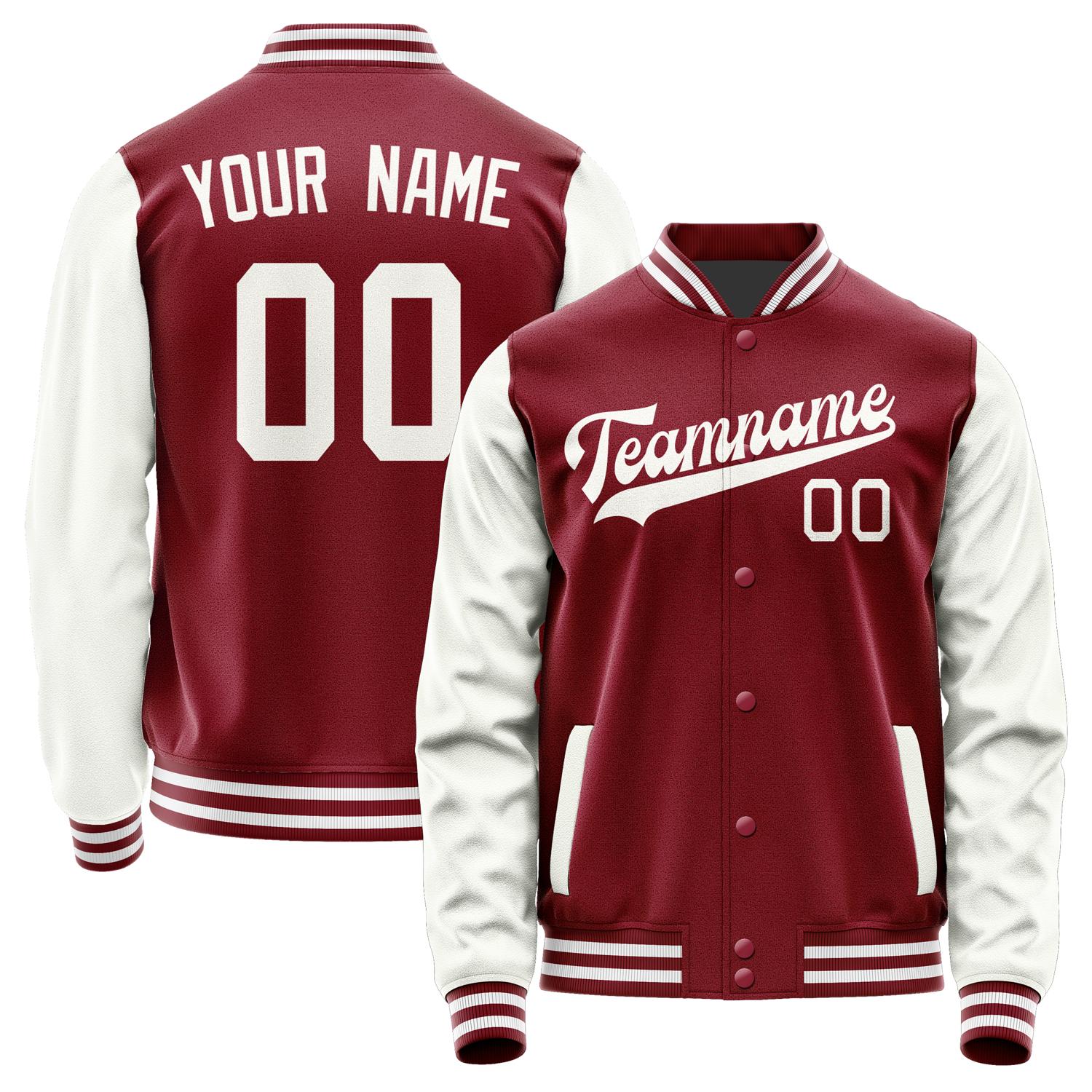 Custom Crimson Red White Jacket JA1515181518B31818