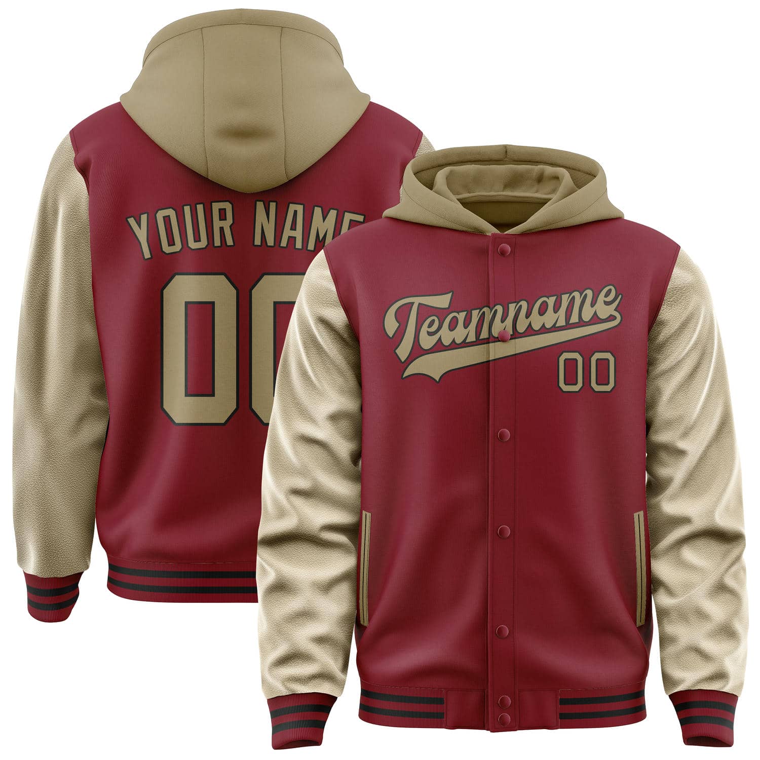 Custom Crimson Red Light Khaki Jacket