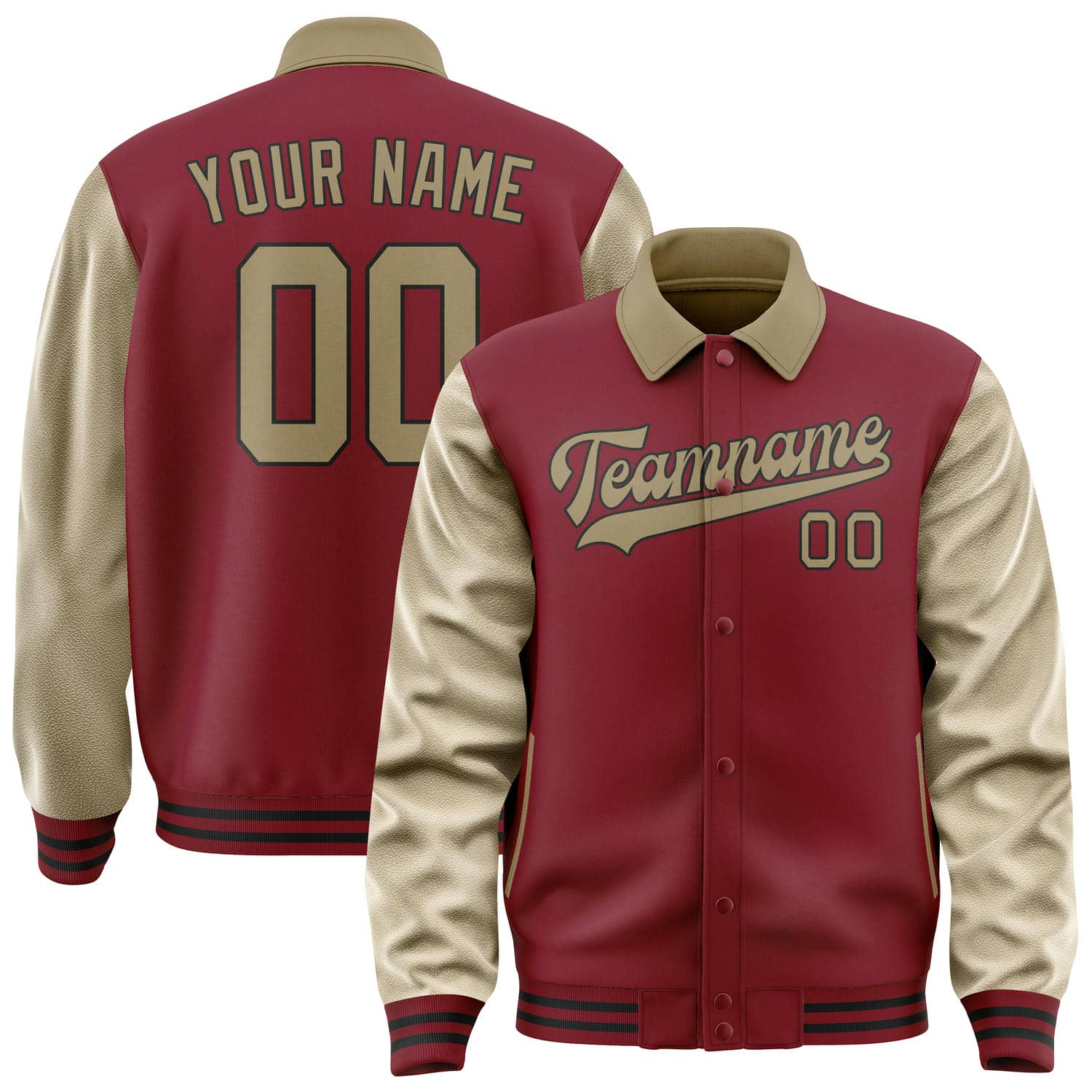 Custom Crimson Red Light Khaki Jacket
